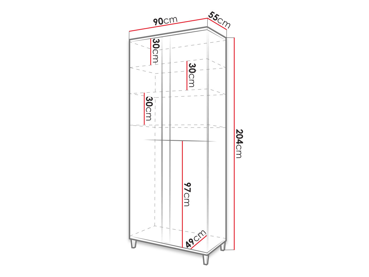 Roupeiro Livseri 114 (Branco + Branco brilhante + Madeira clara)