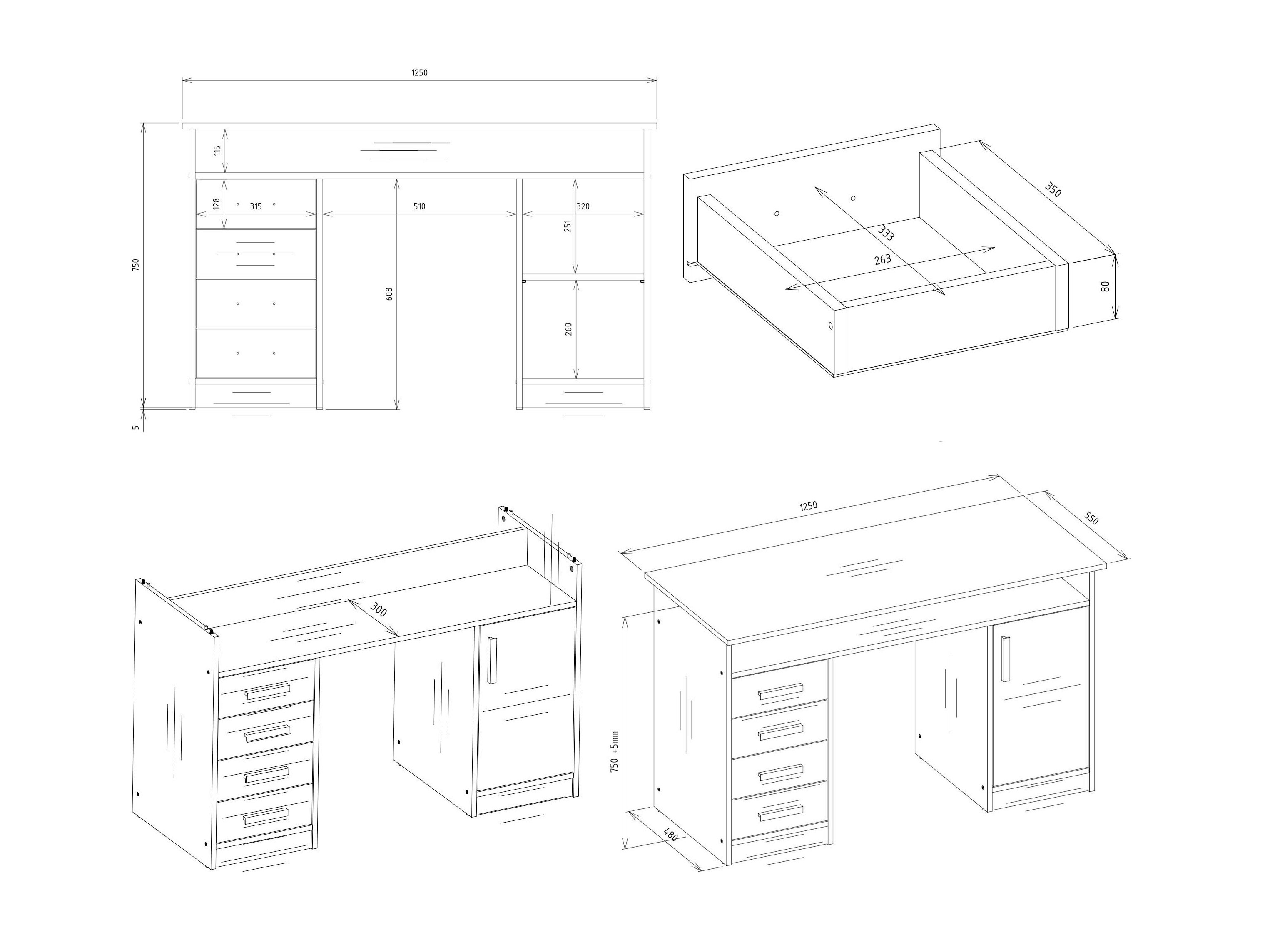 Mesa de escritório Mandeville 329 (Branco)