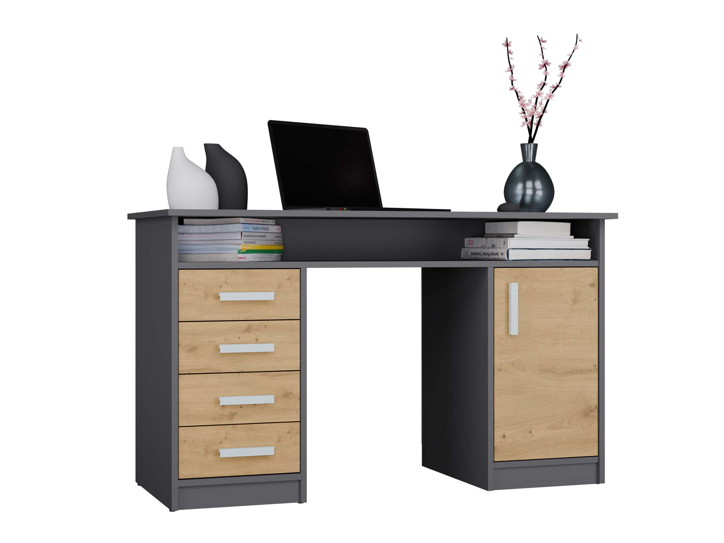 Mesa de escritório Mandeville 329 (Carvalho Artisan + Antracite)