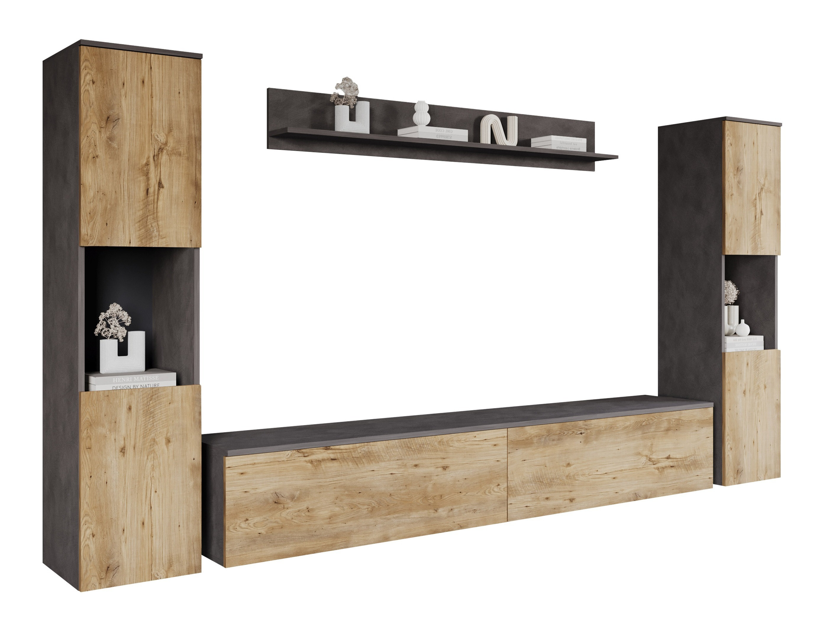 Conjunto para sala de estar Sarasota 131 (Matera cinzento + Castanha)