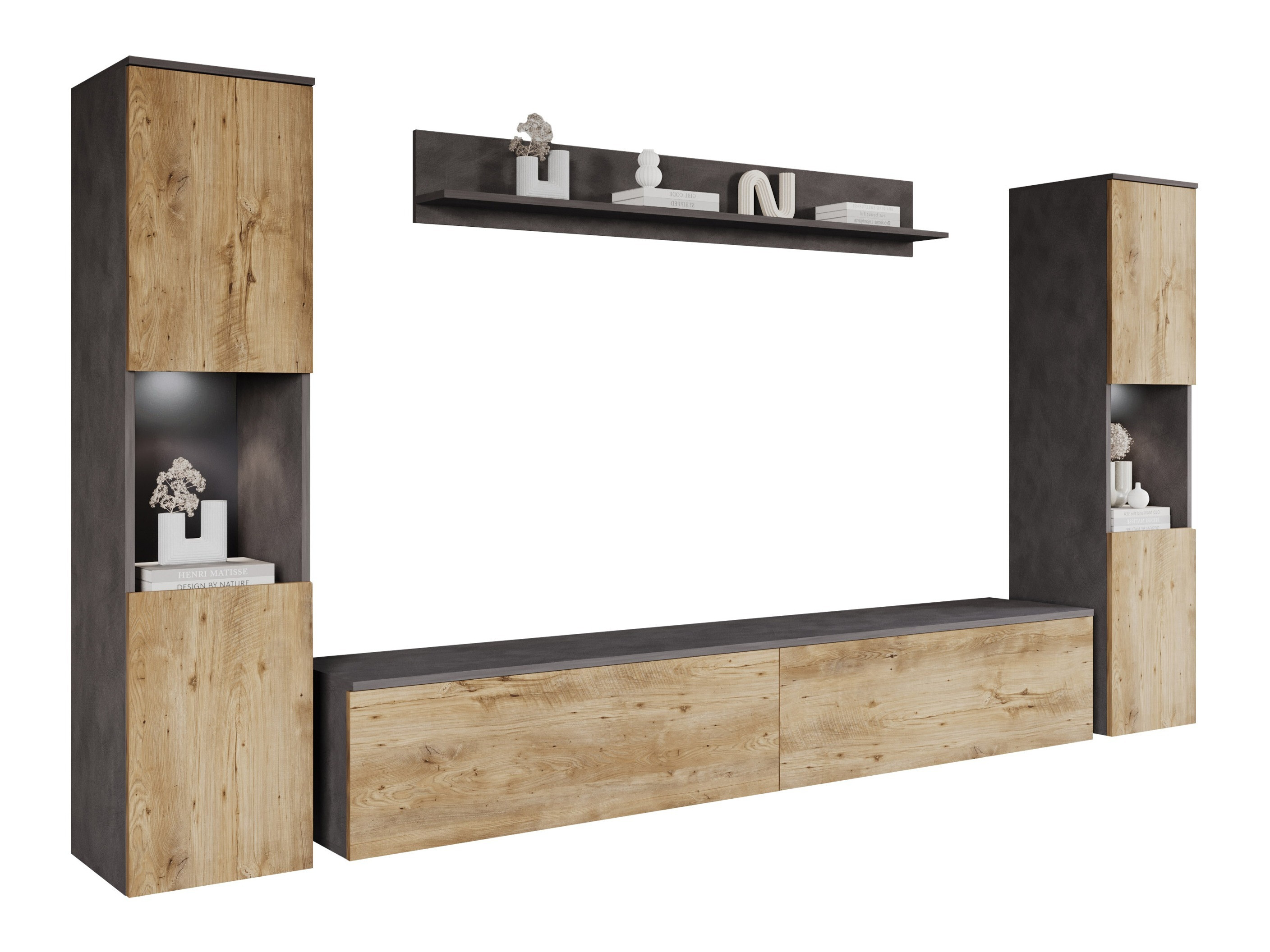 Conjunto para sala de estar Sarasota 131 (Matera cinzento + Castanha)