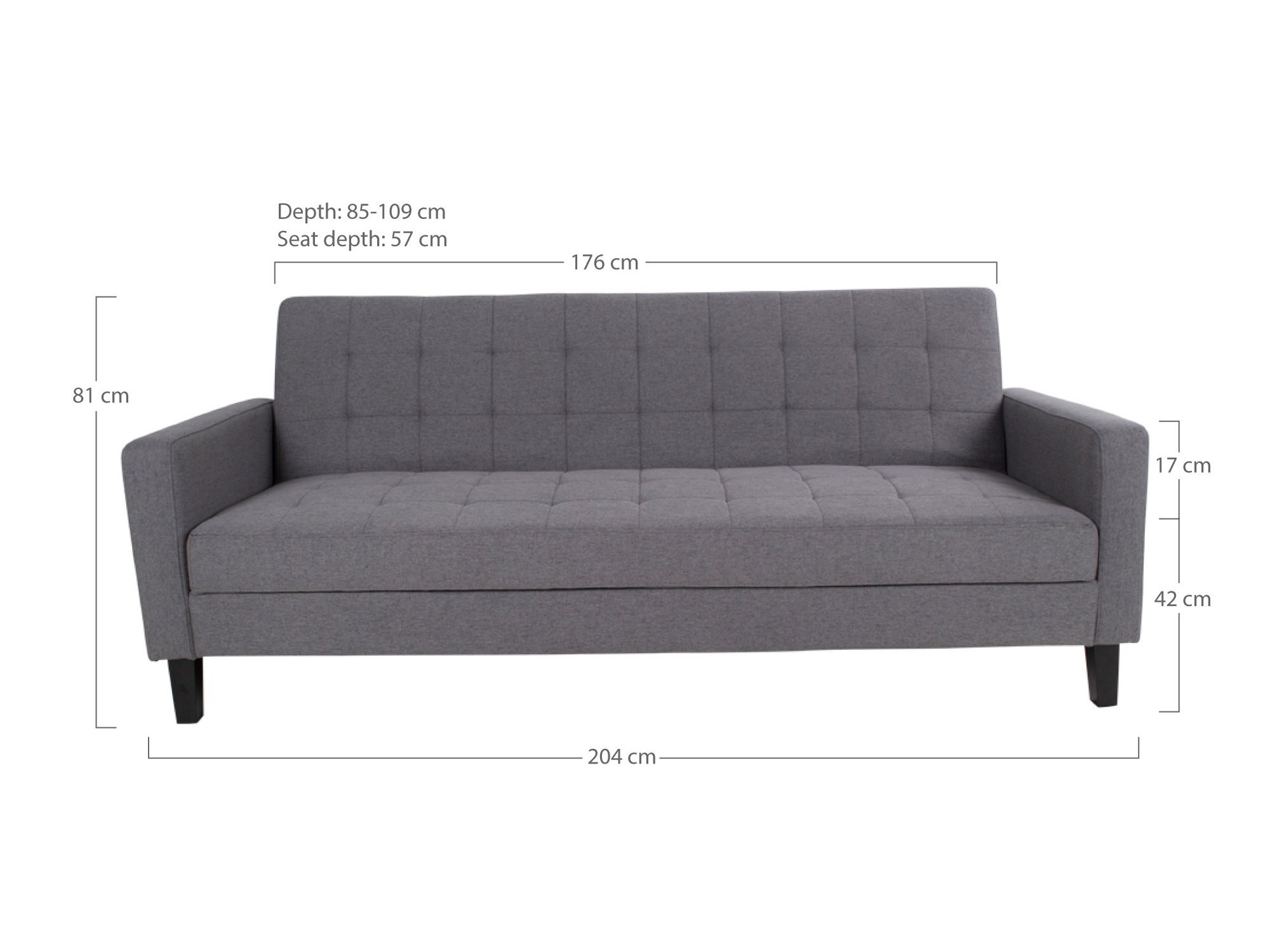 Sofá-cama Brea 204 (Cinzento)