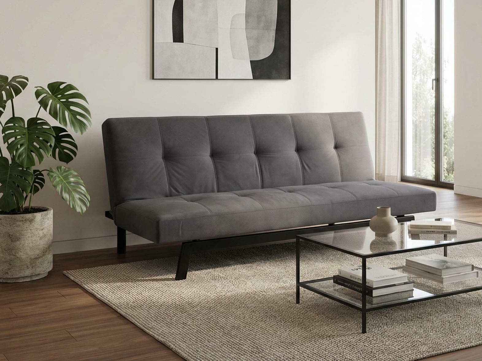 Sofá-cama Dallas 1710 (Cinzento escuro + Preto)