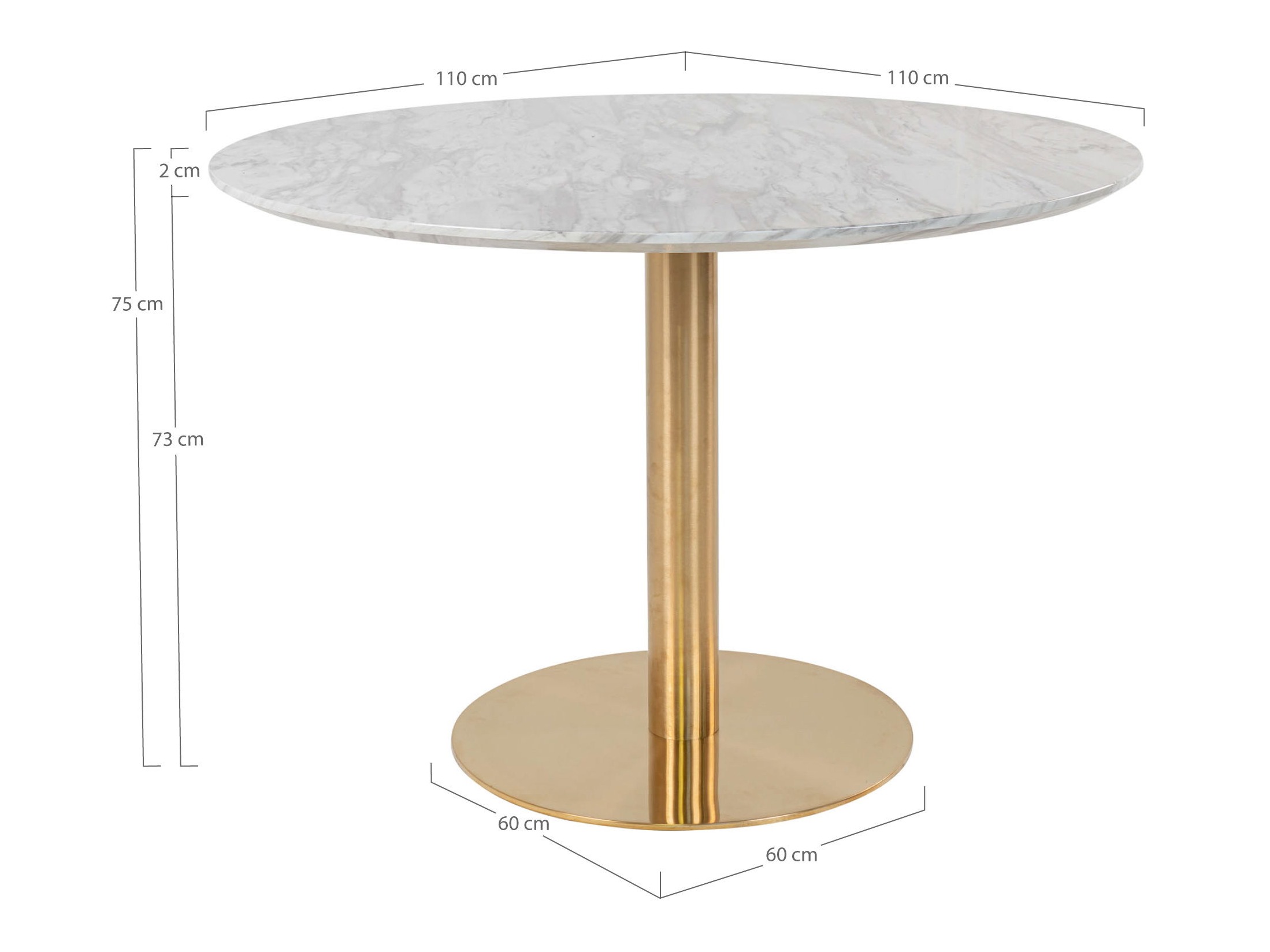 Mesa Elbelia 103 (Dourado + Marmore branco)