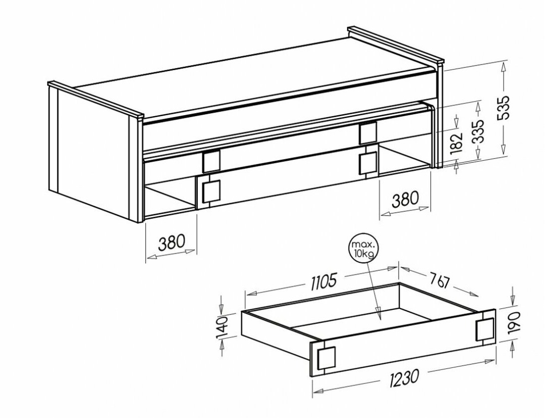 Cama Elmenou 115 (Branco + Antracite)