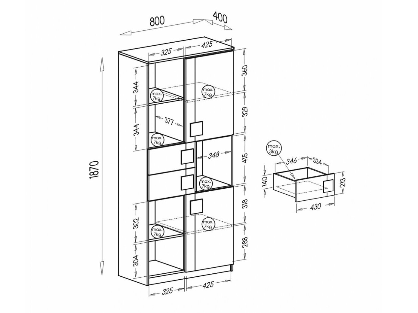 Estante Elmenou 101 (Branco + Antracite)