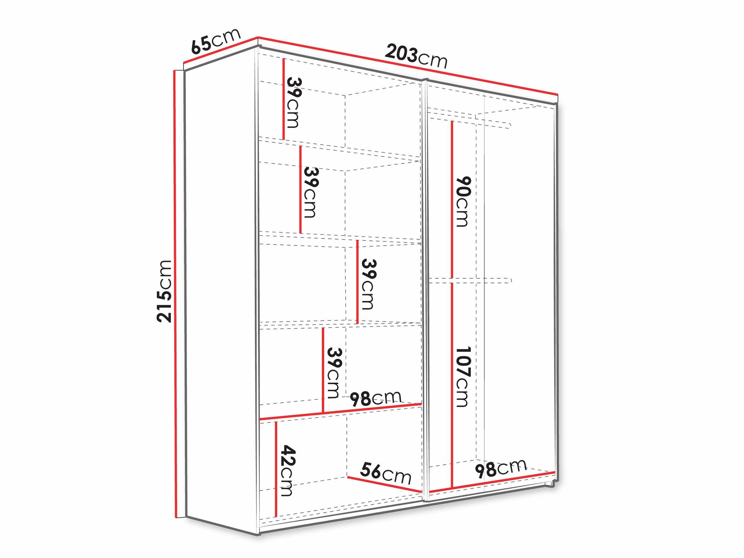 Roupeiro Honolulu 253 (Branco + Carvalho wotan)
