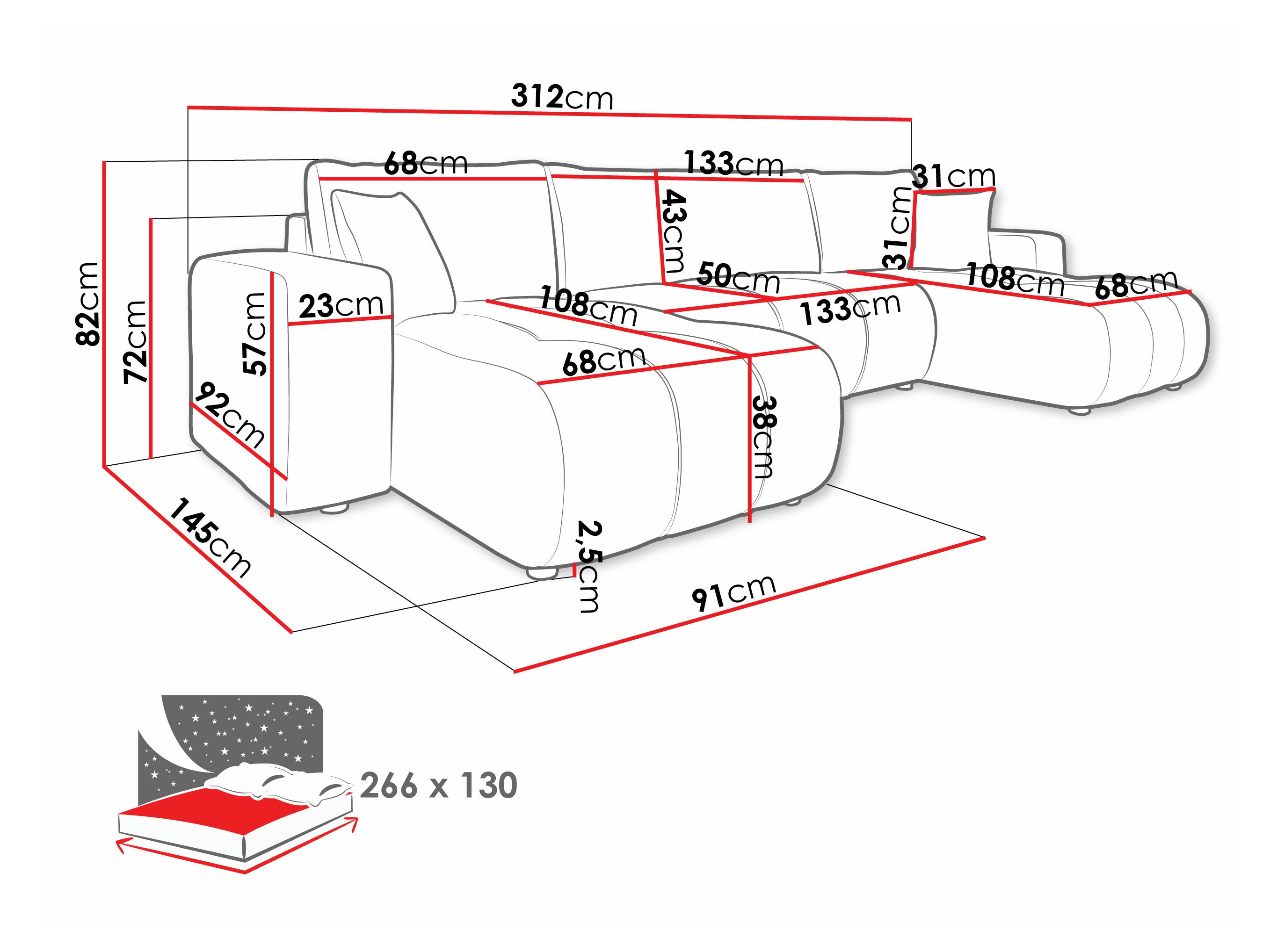 Sofá de canto SP6433 com embalagem danificada