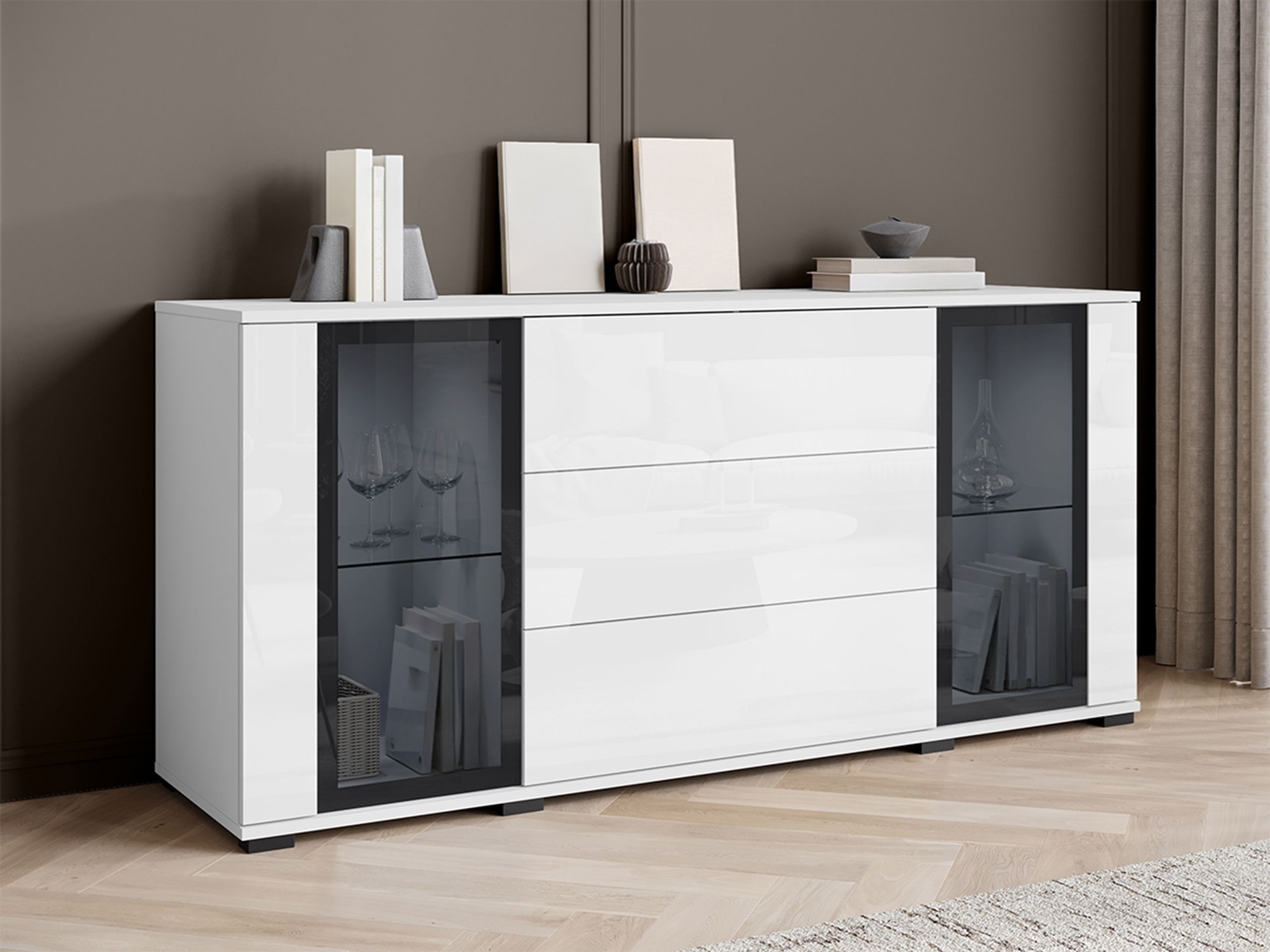 Cómoda Torcame 101 (Branco + Branco brilhante)