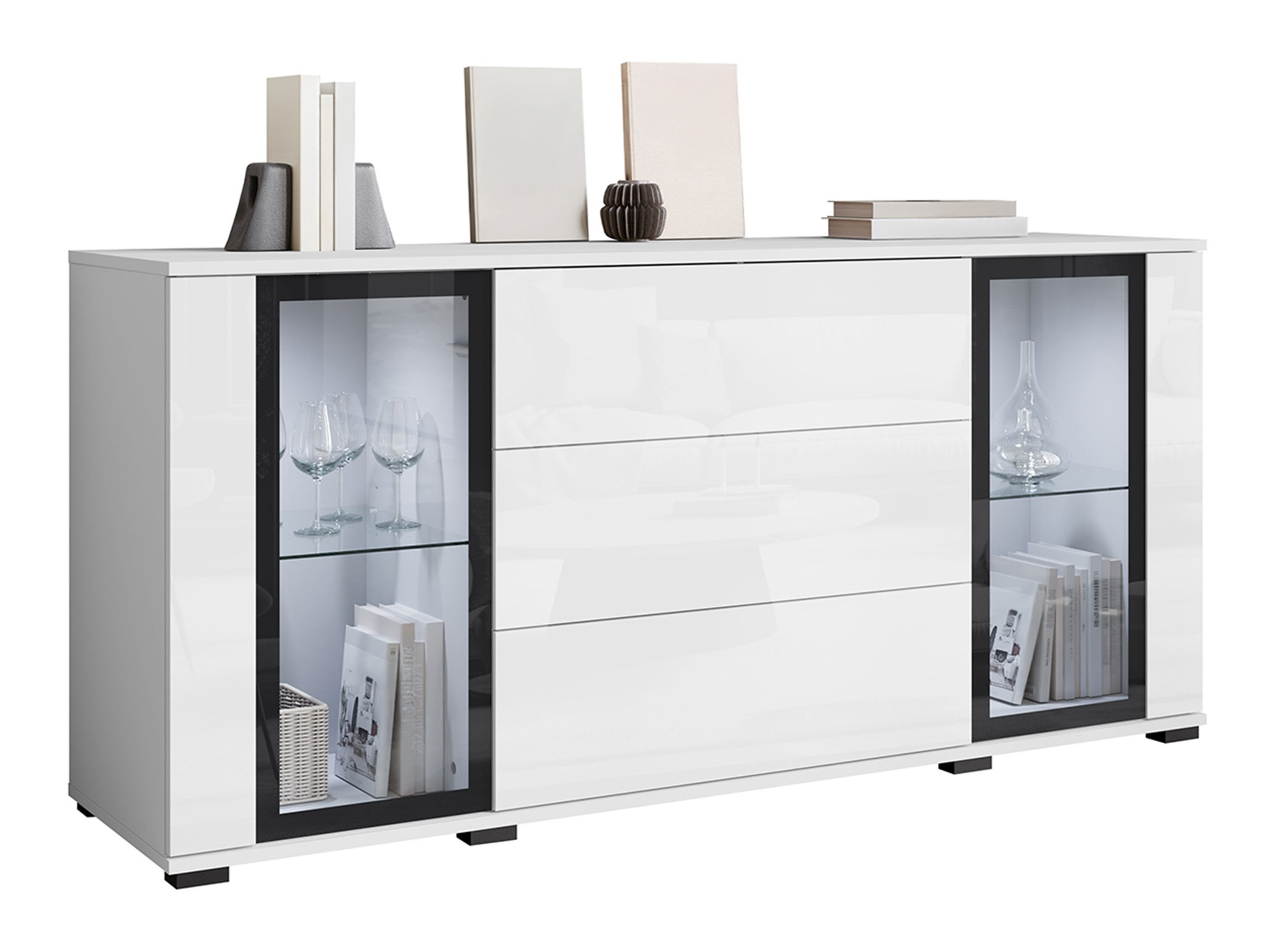 Cómoda Torcame 101 (Branco + Branco brilhante)