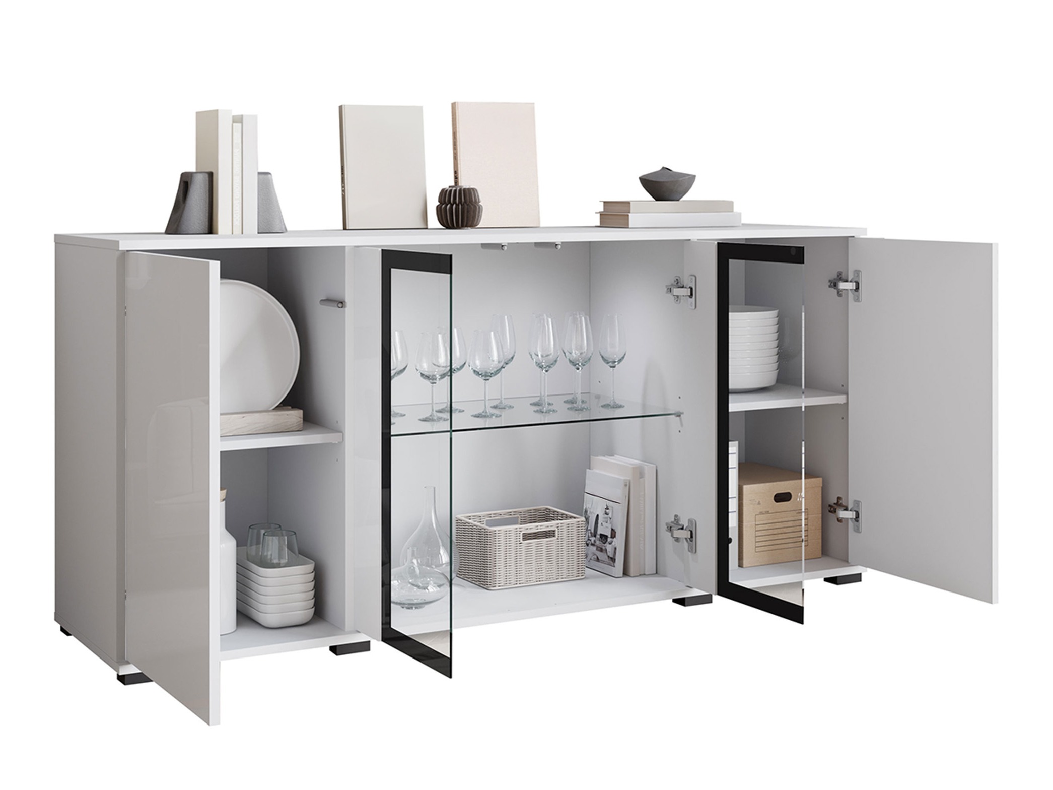 Aparador Torcame 102 (Carvalho wotan + Branco brilhante)