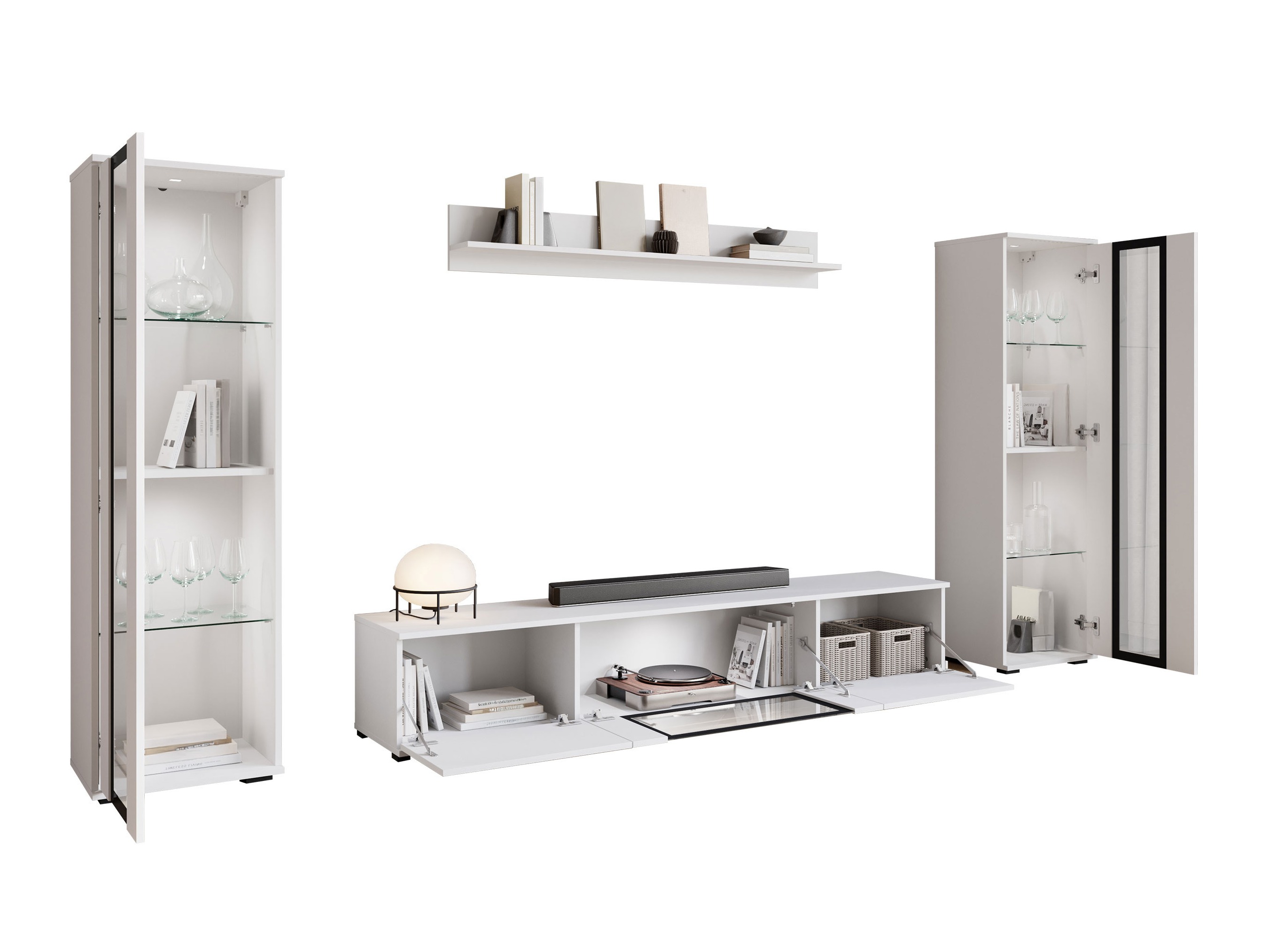 Conjunto para sala de estar Torcame 103 (Branco + Branco brilhante)