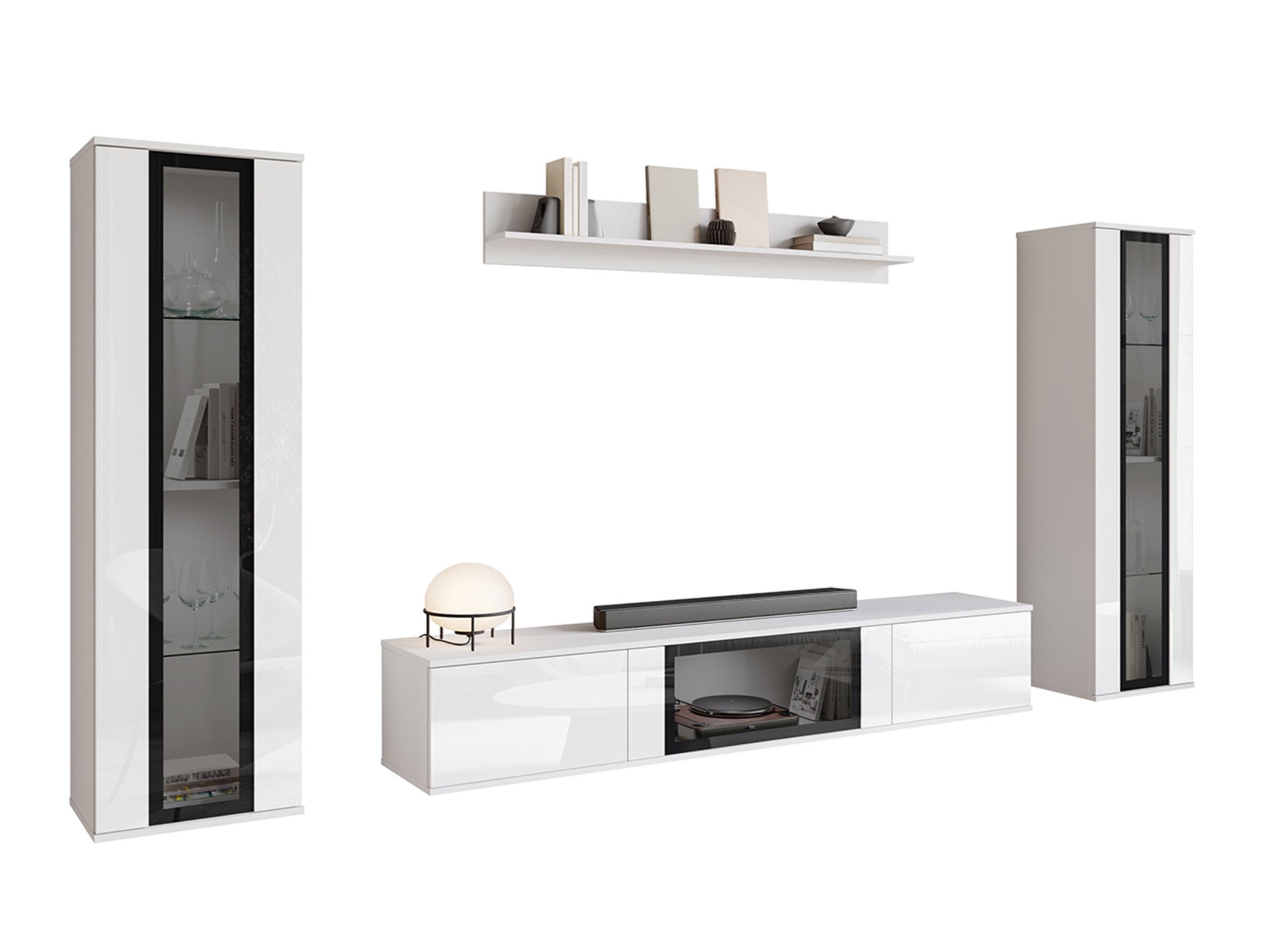 Conjunto para sala de estar Torcame 103 (Branco + Branco brilhante)