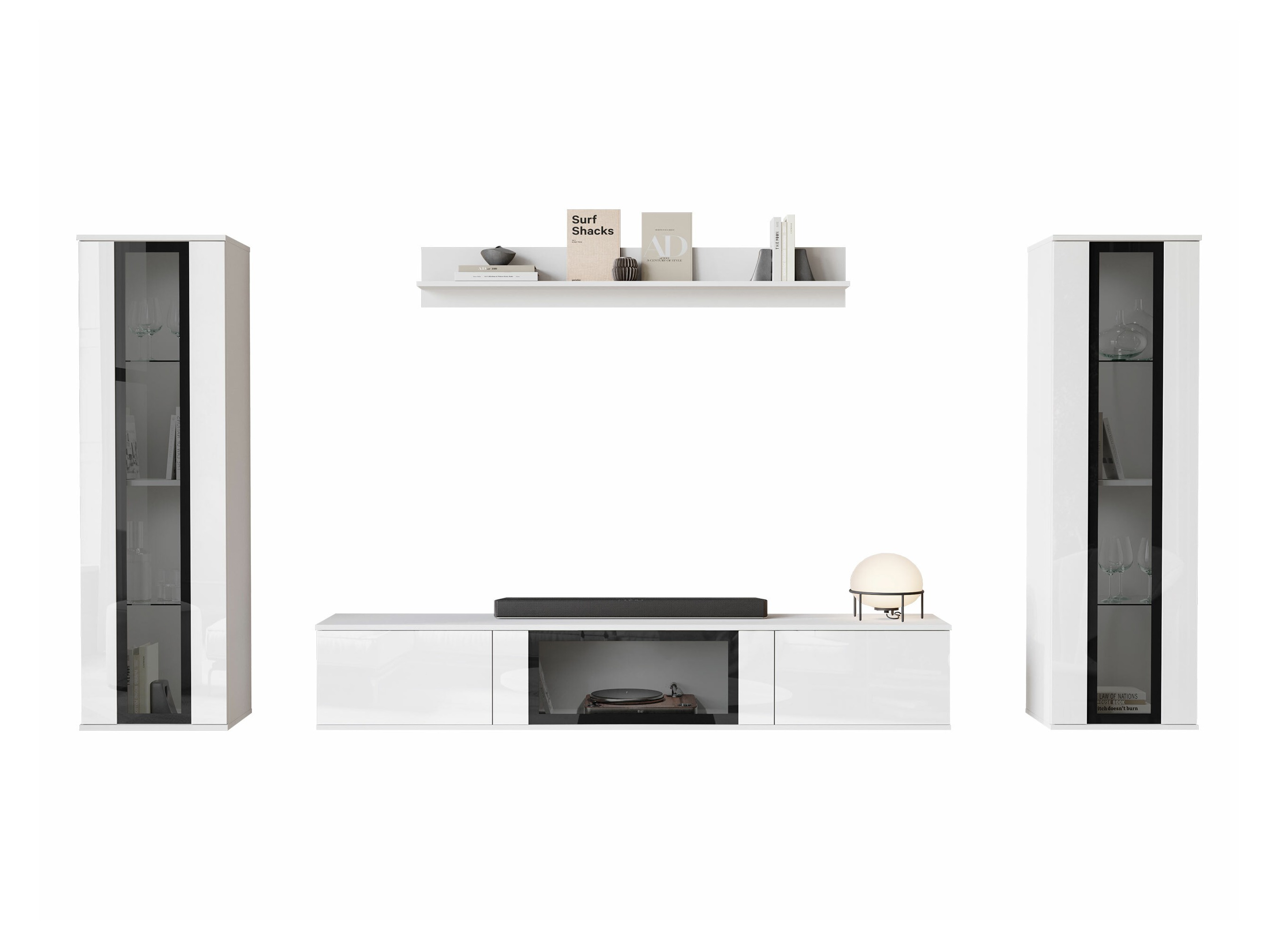Conjunto para sala de estar Torcame 103 (Branco + Branco brilhante)