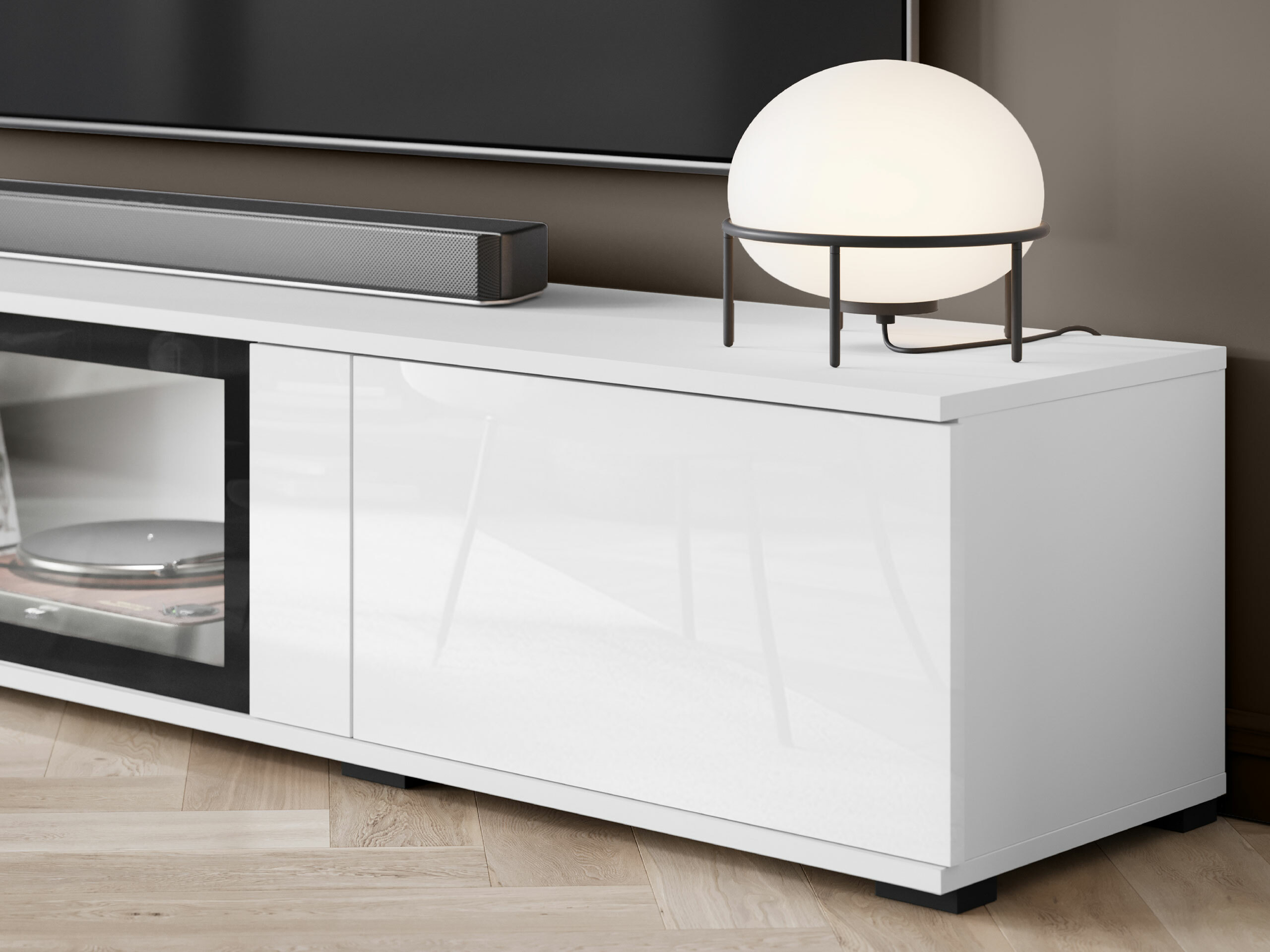 Conjunto para sala de estar Torcame 103 (Branco + Branco brilhante)