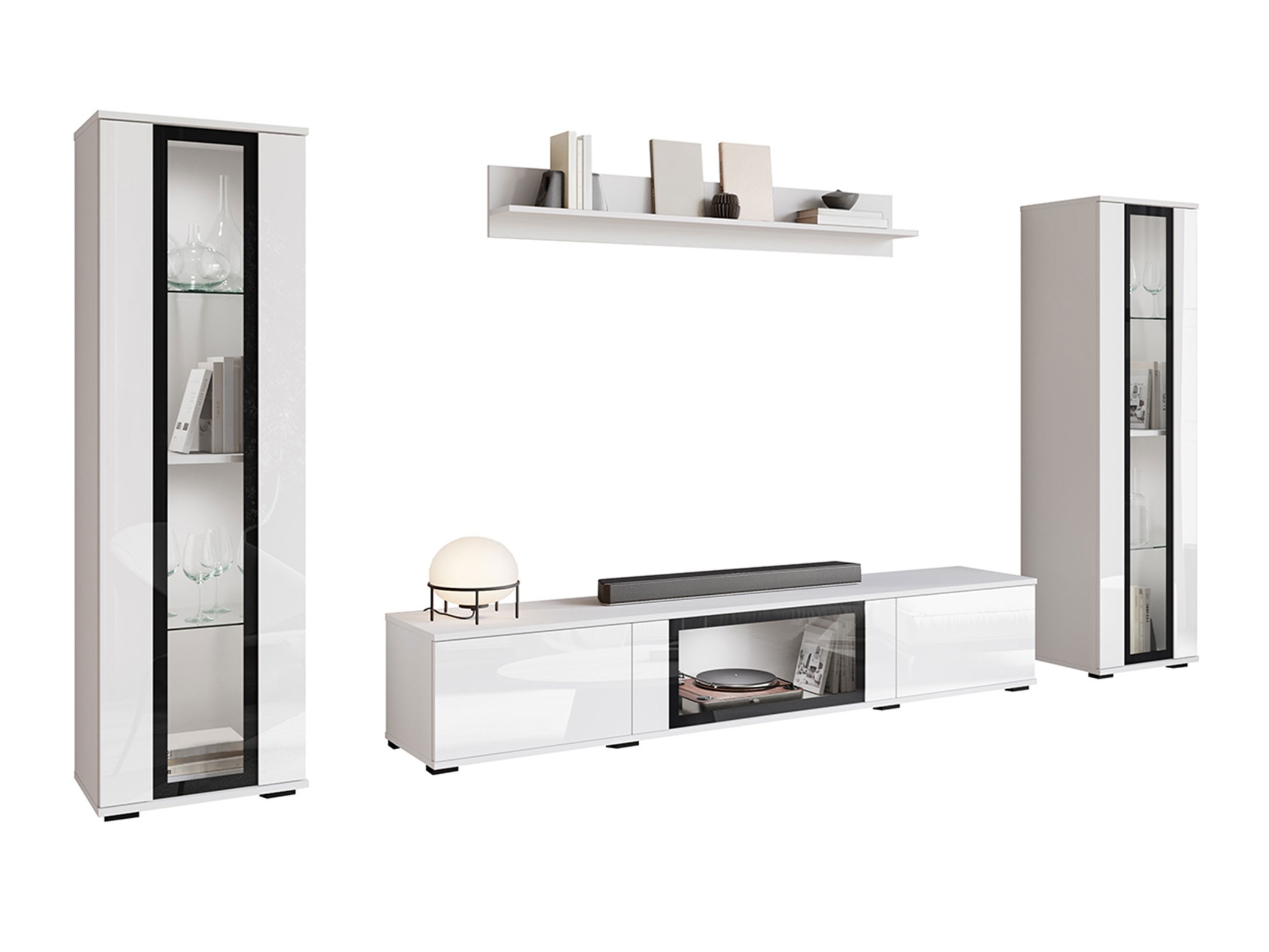 Conjunto para sala de estar Torcame 103 (Branco + Branco brilhante)