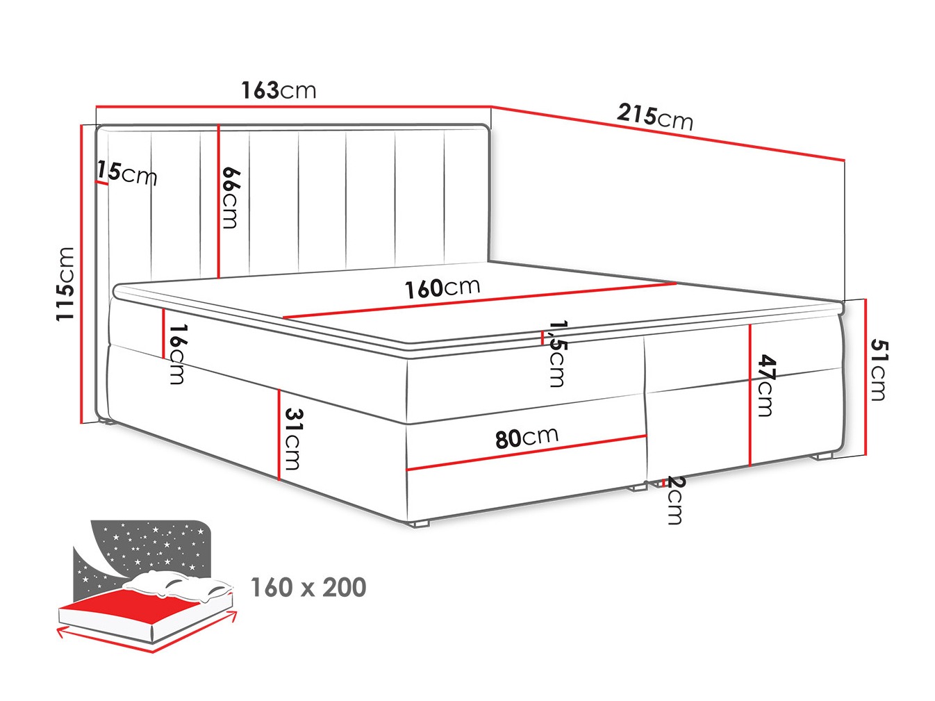 Cama continental Pomona 116 (Magic veludo 2213)