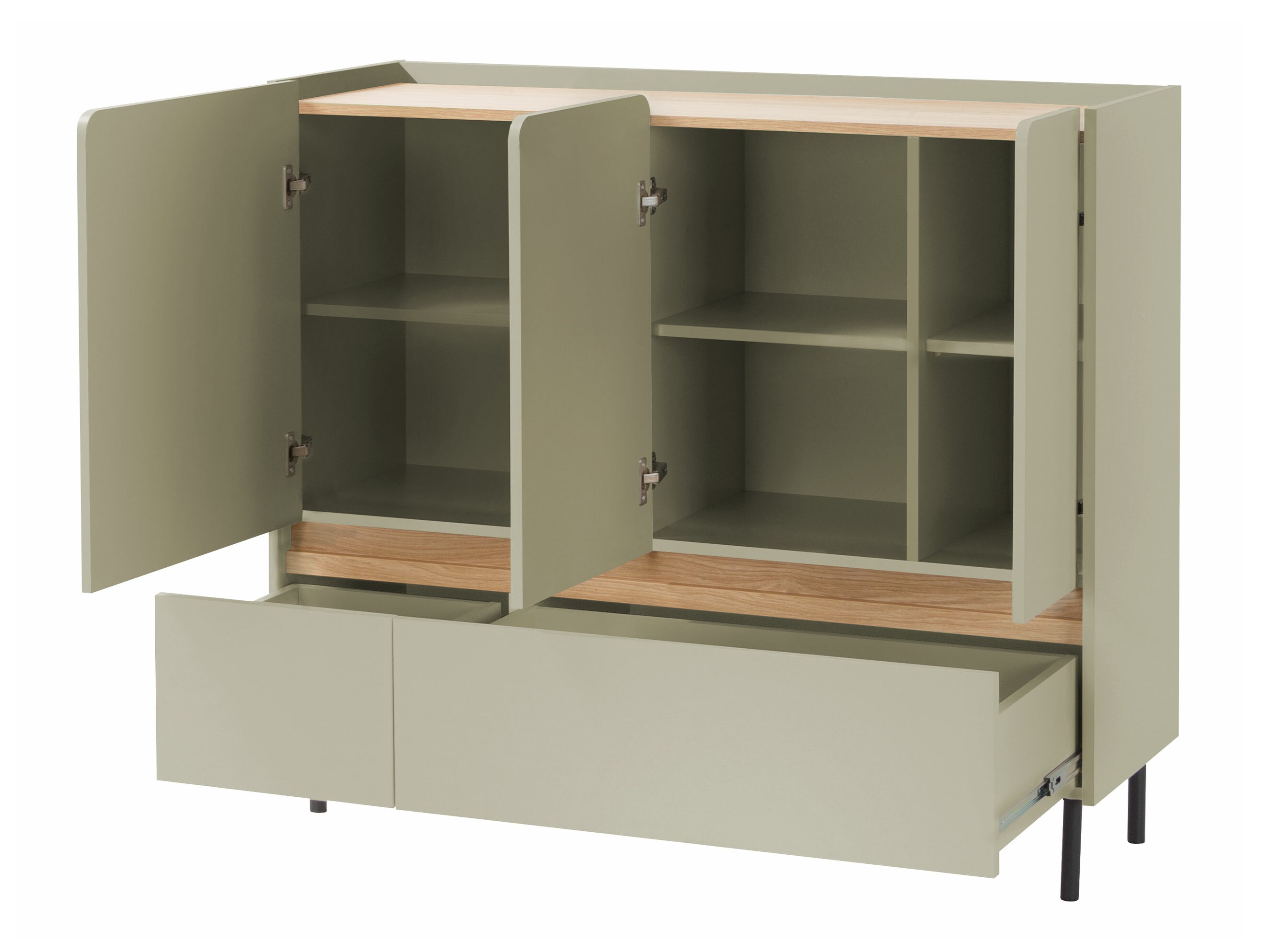 Cómoda Fiosono 106 (Verde empoeirado + Carvalho)