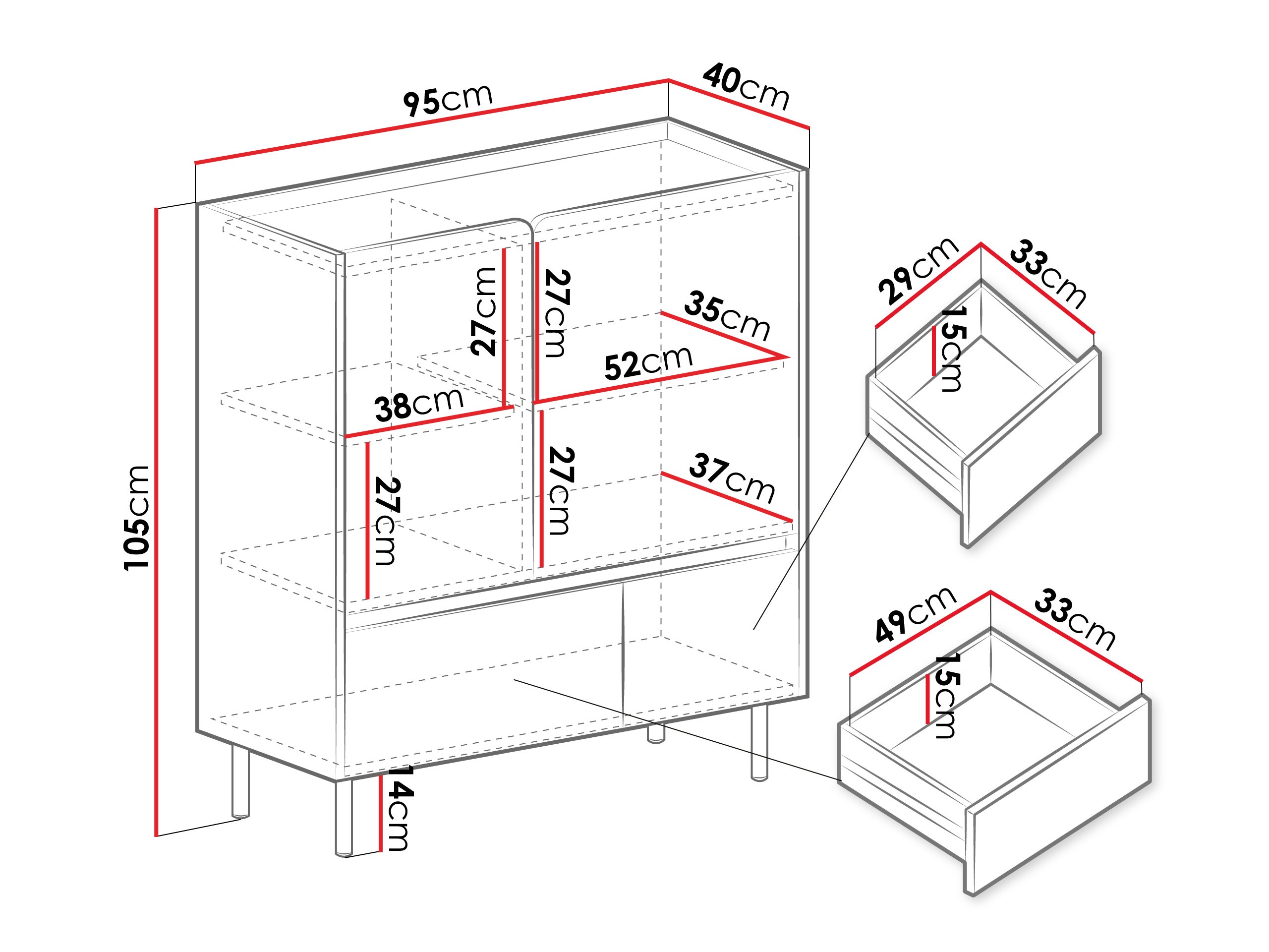 Cómoda Fiosono 108 (Eucalipto + Carvalho)