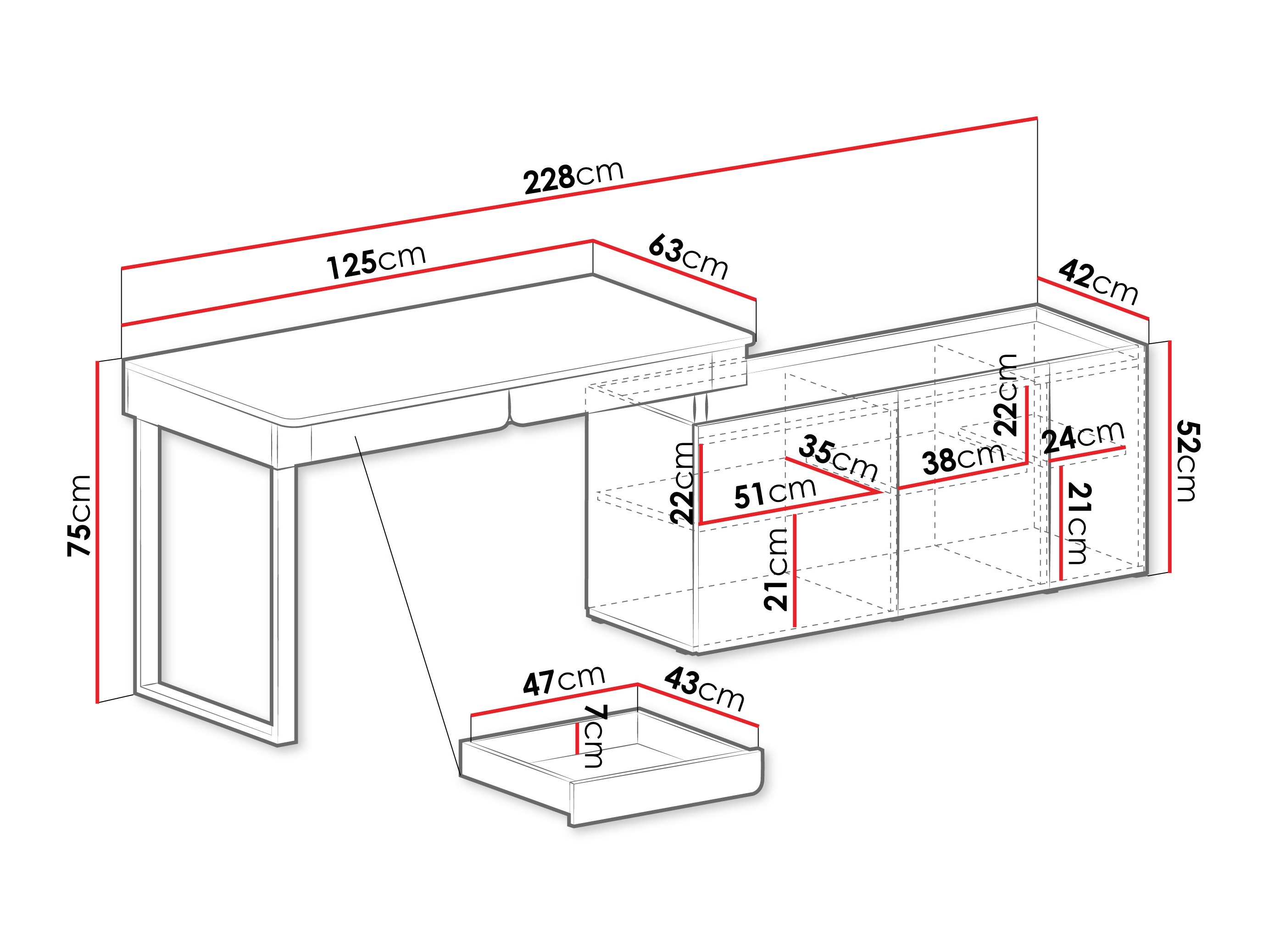 Mesa de escritório para cantos Fiosono 110 (Bege + Carvalho claro)