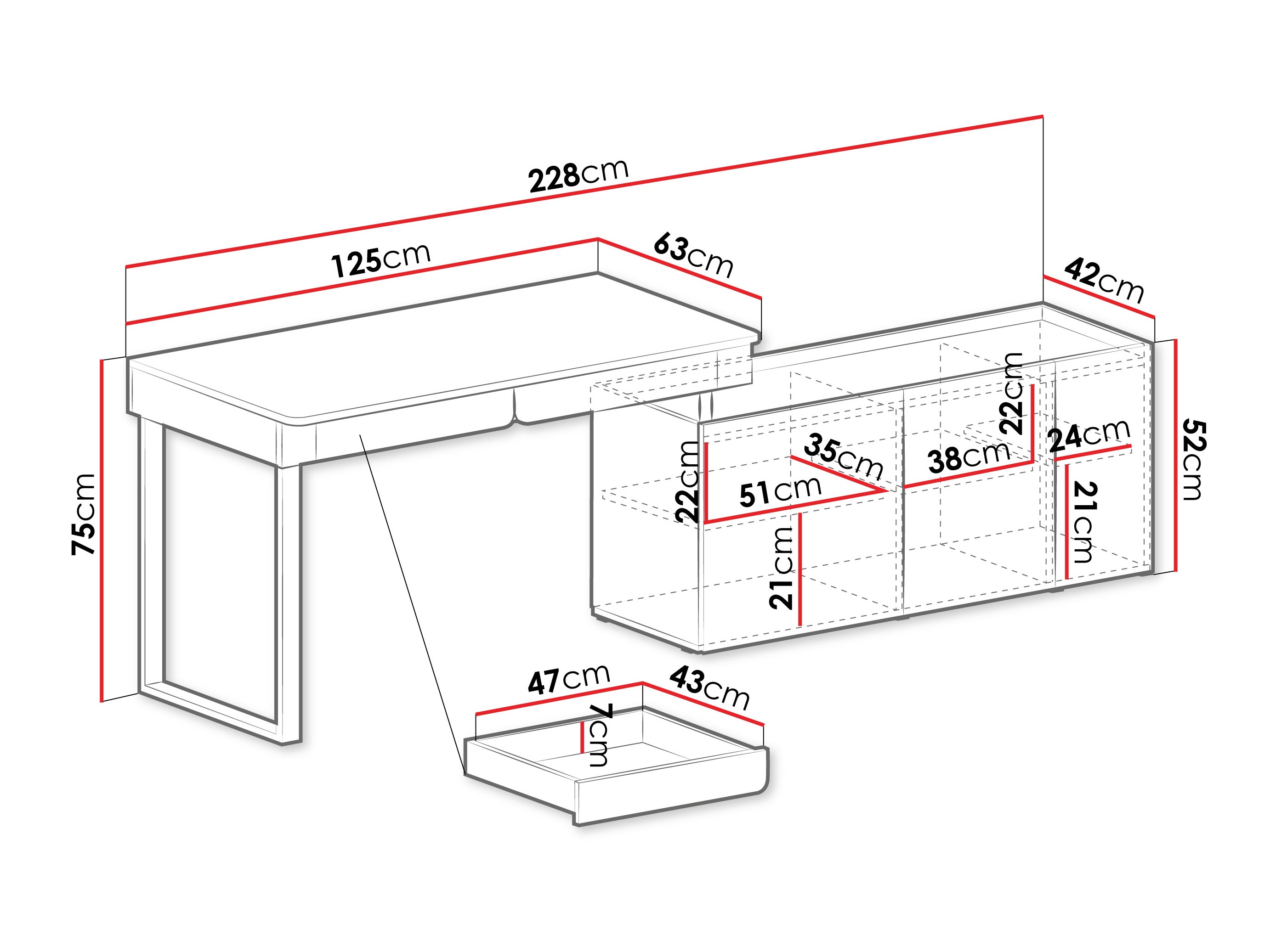 Mesa de escritório para cantos Fiosono 110 (Eucalipto + Carvalho)