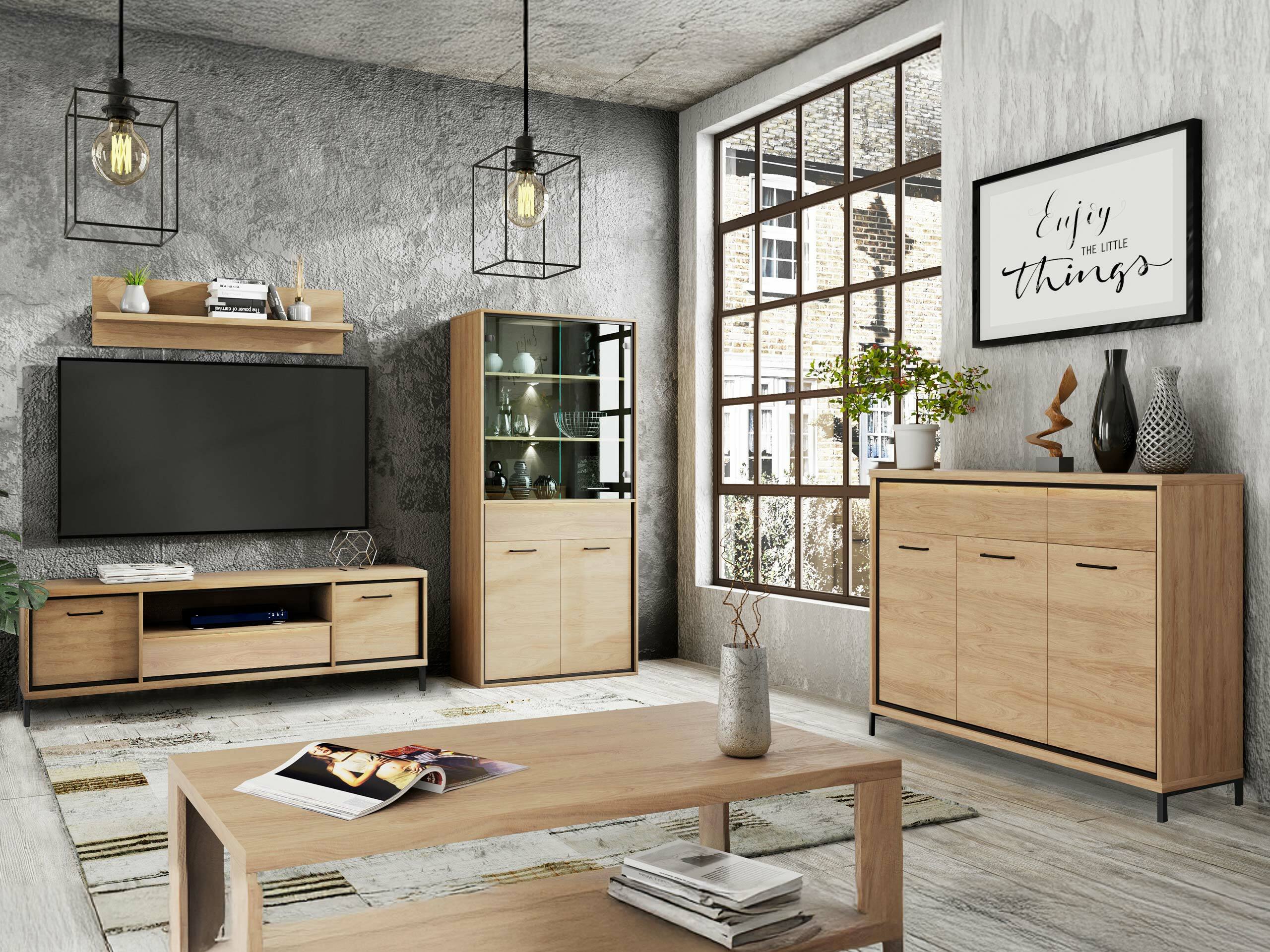 Conjunto para sala de estar Etrmoni 118 (Madeira clara)