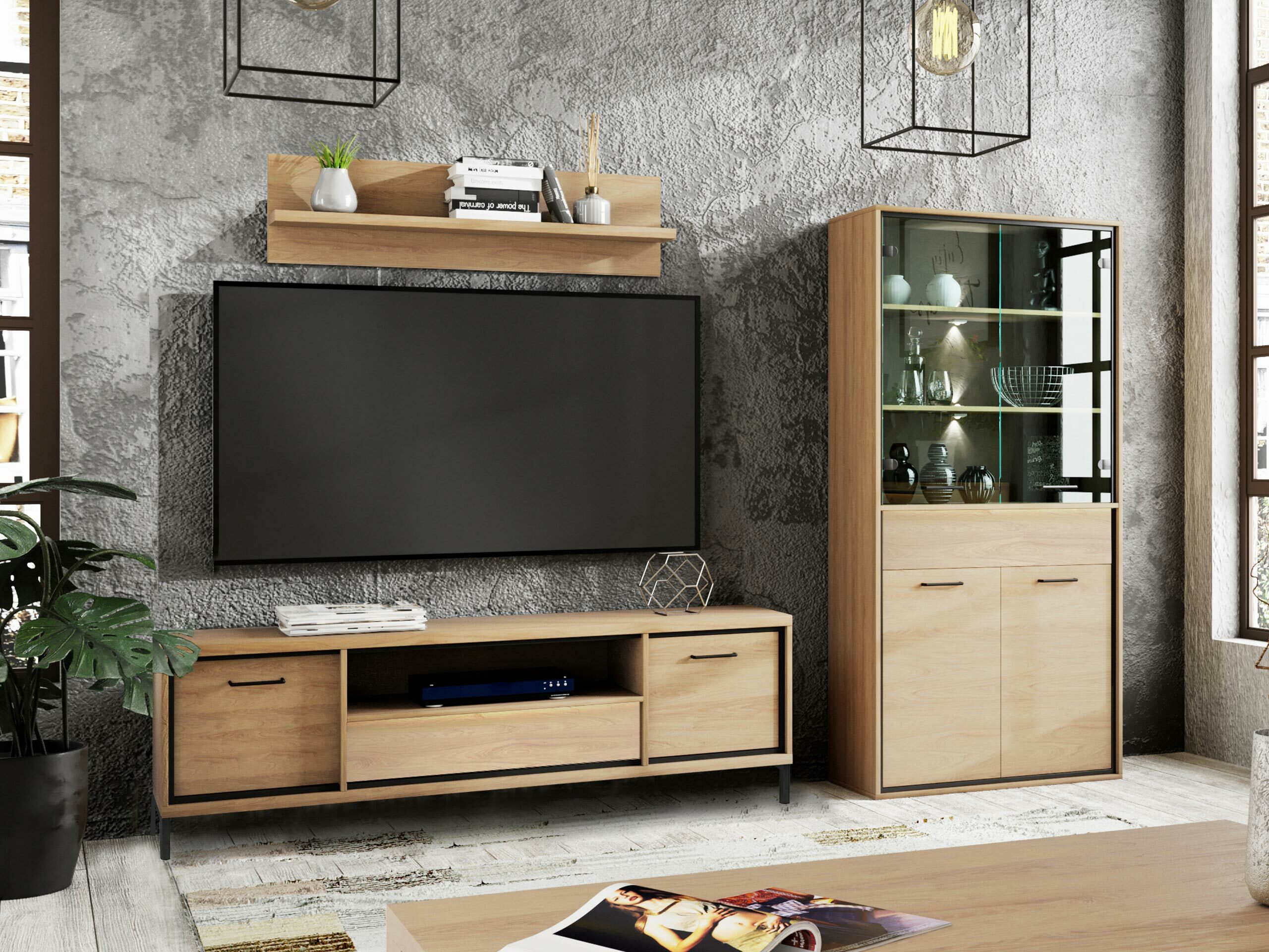 Conjunto para sala de estar Etrmoni 119 (Madeira clara)