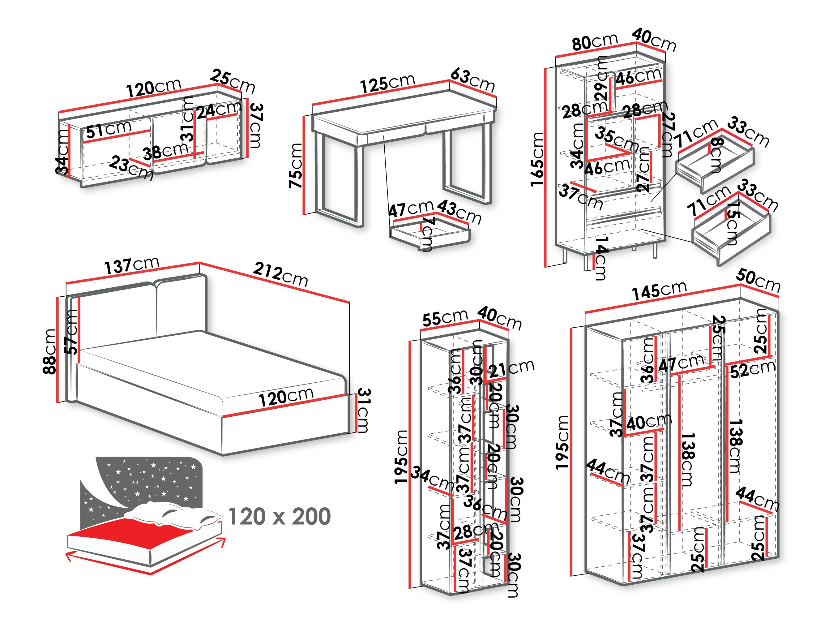 Conjunto para quarto Fiosono 113 (Verde empoeirado + Carvalho)