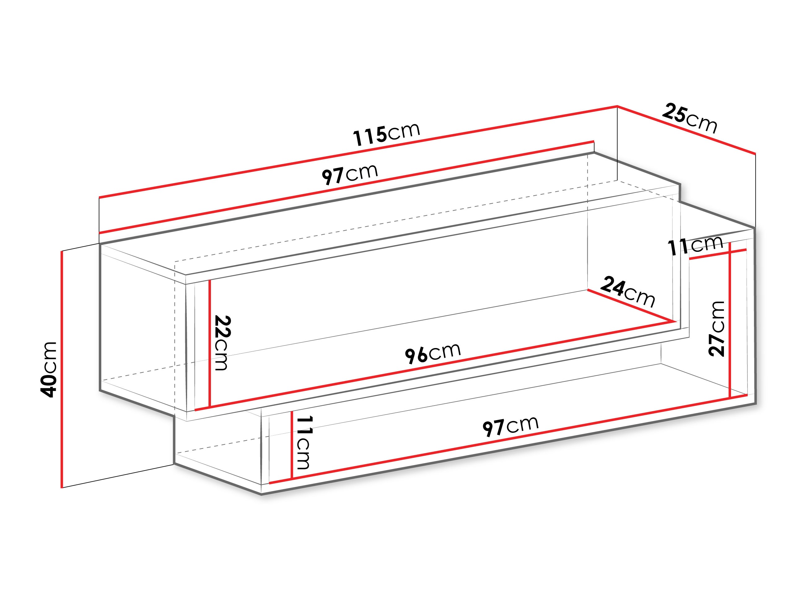 Estante de parede Ciravie 106