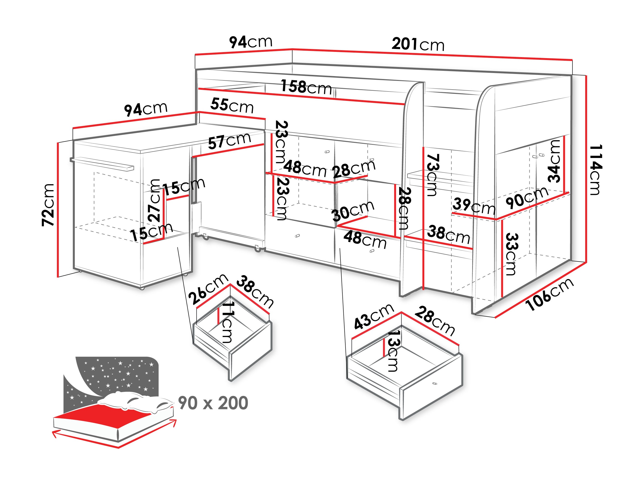 Cama alta Ciravie 107