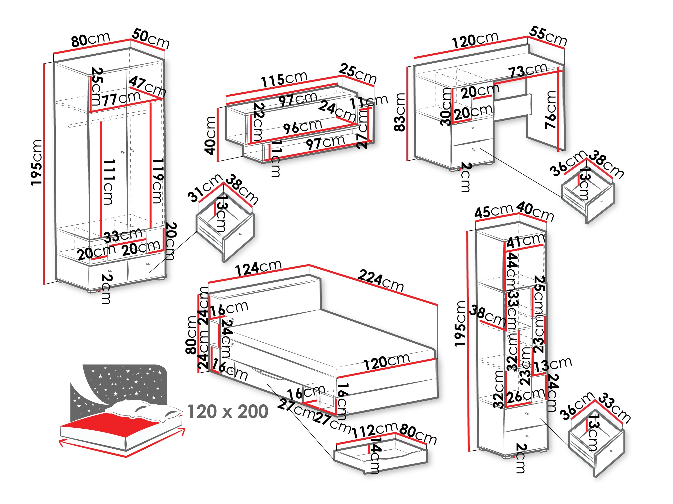 Conjunto de mobiliário Ciravie 108