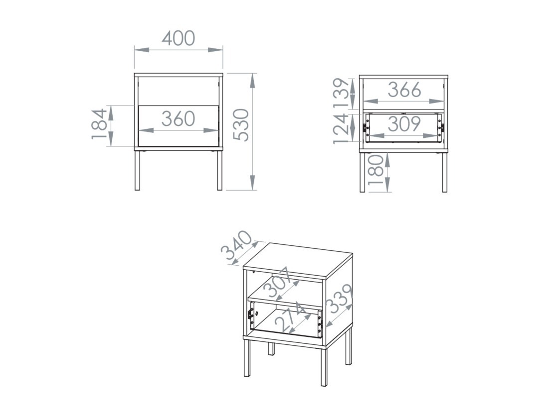Mesa de cabeceira Virsalo 104 (Caxemira)