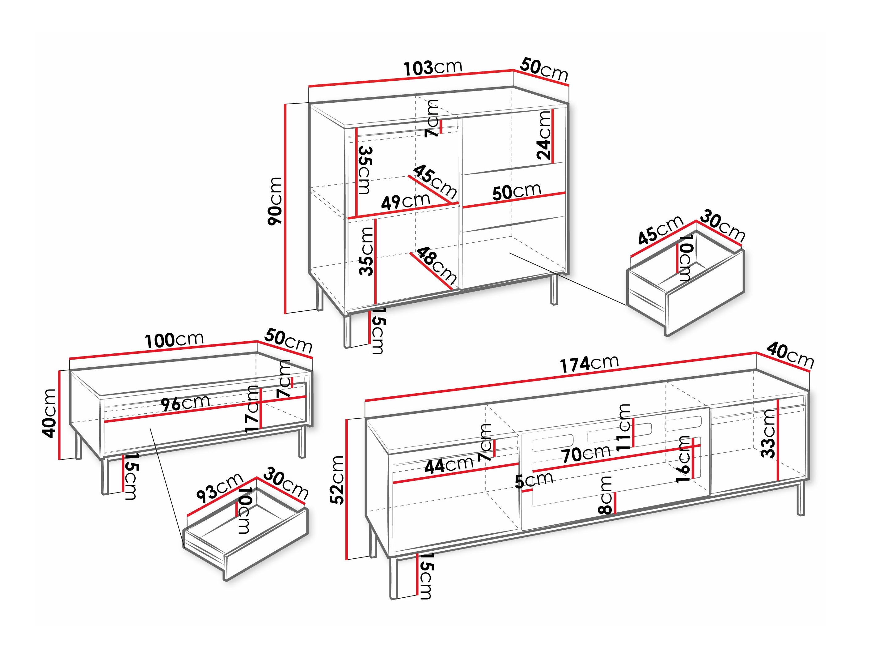 Conjunto para sala de estar Comfivo Delruva 110 (Branco)