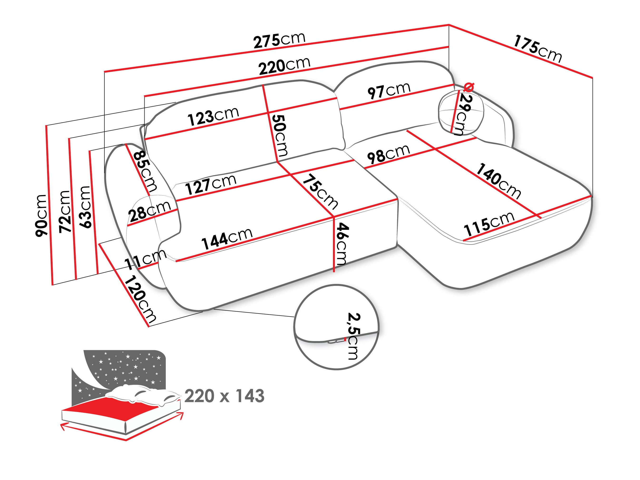 Sofá de canto TrendyNest 110 (Now Or Never 03)