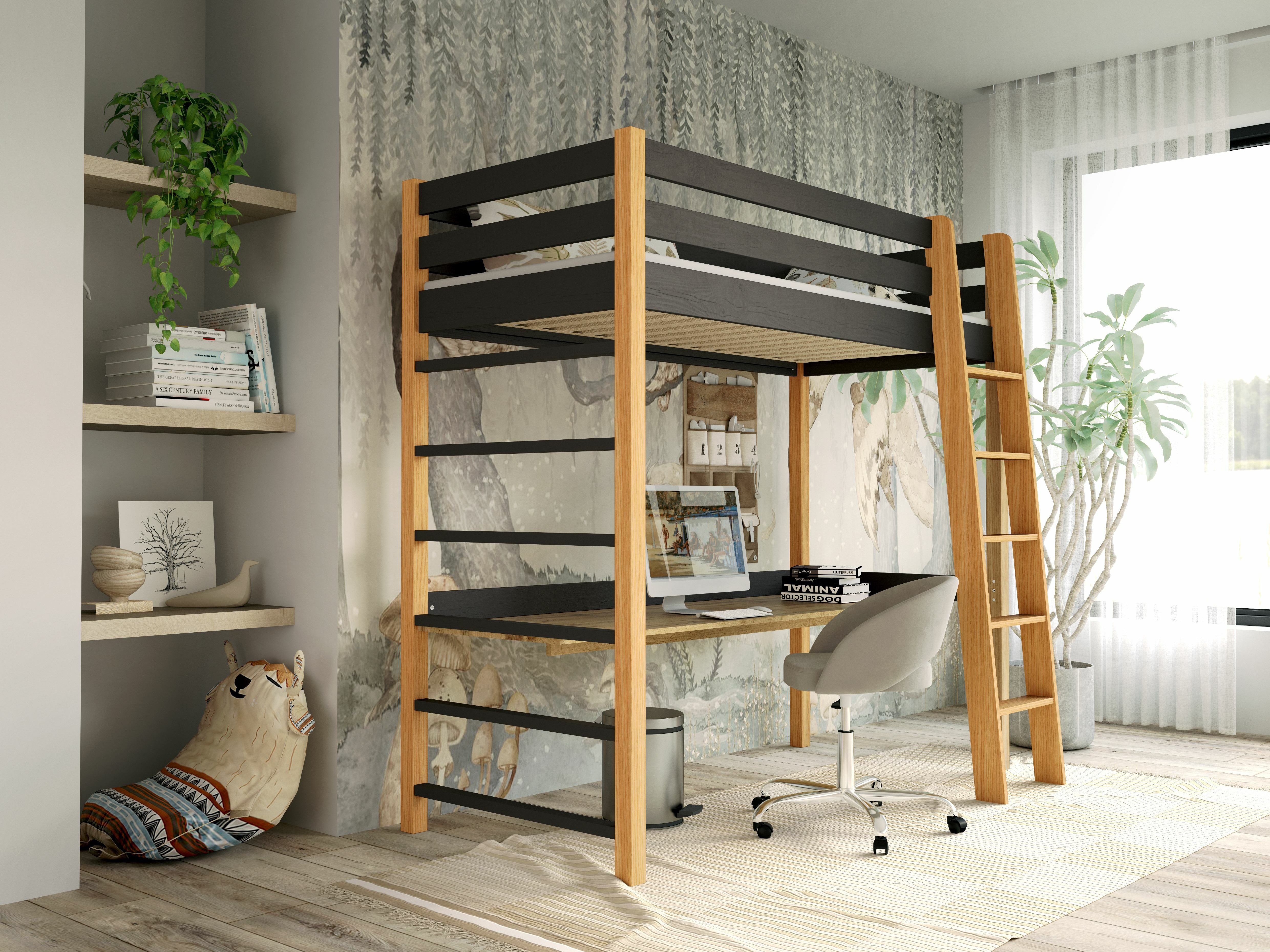 Cama alta Ogden 173 (Preto)