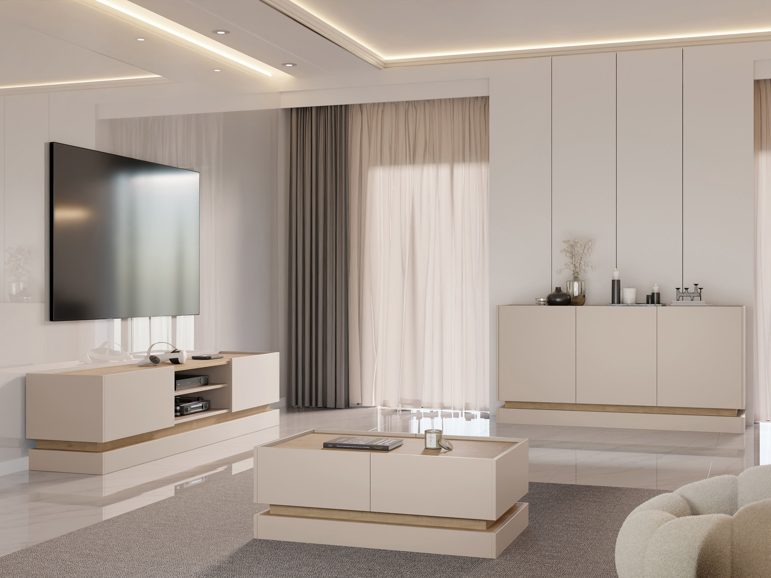 Conjunto para sala de estar Comfivo Tilia (Castanho claro + Carvalho)