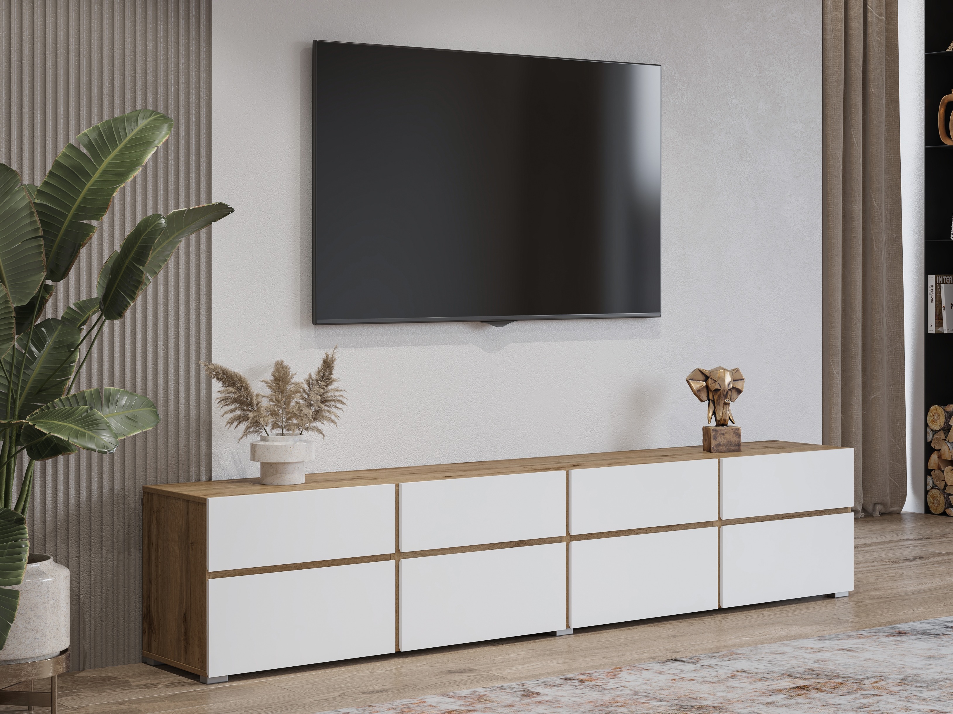 Móvel de TV Alfere 101 (Wotak carvalho + Branco)