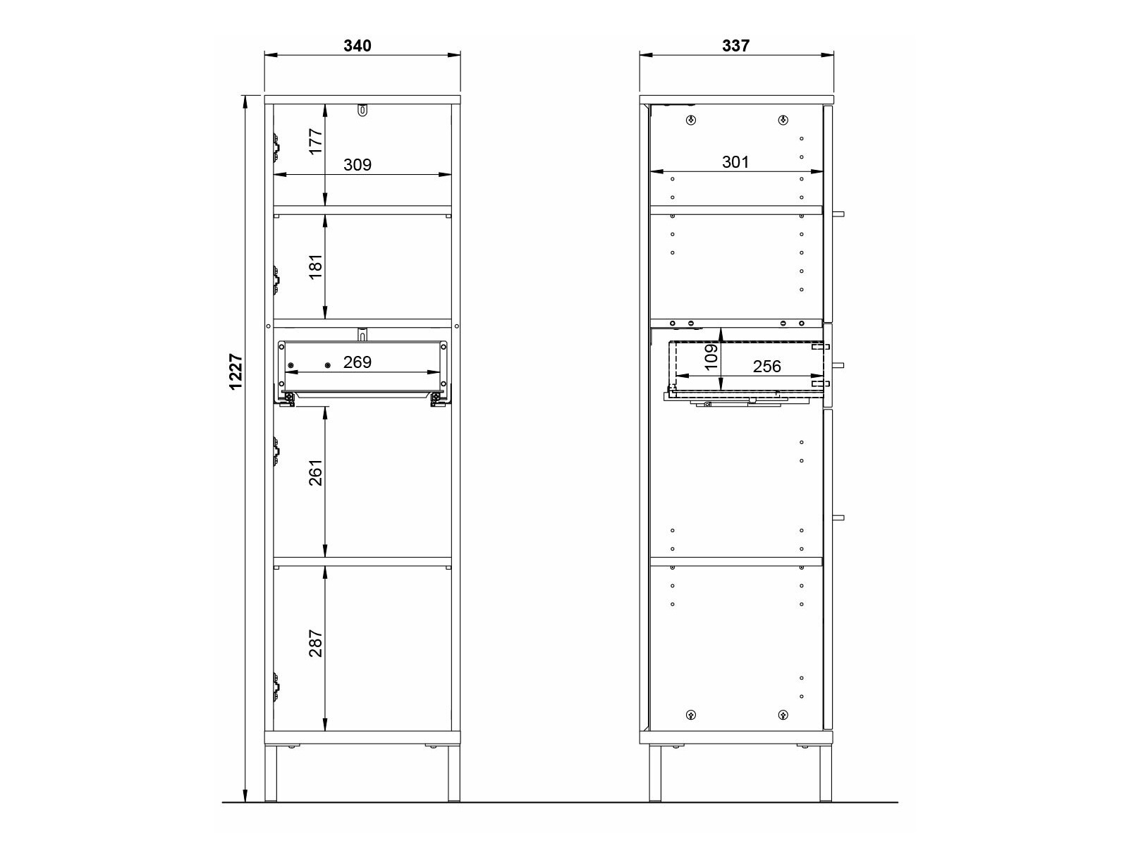 Armário colocado para casa de banho Ruvlevu 101 (Cinzento claro + Noz)