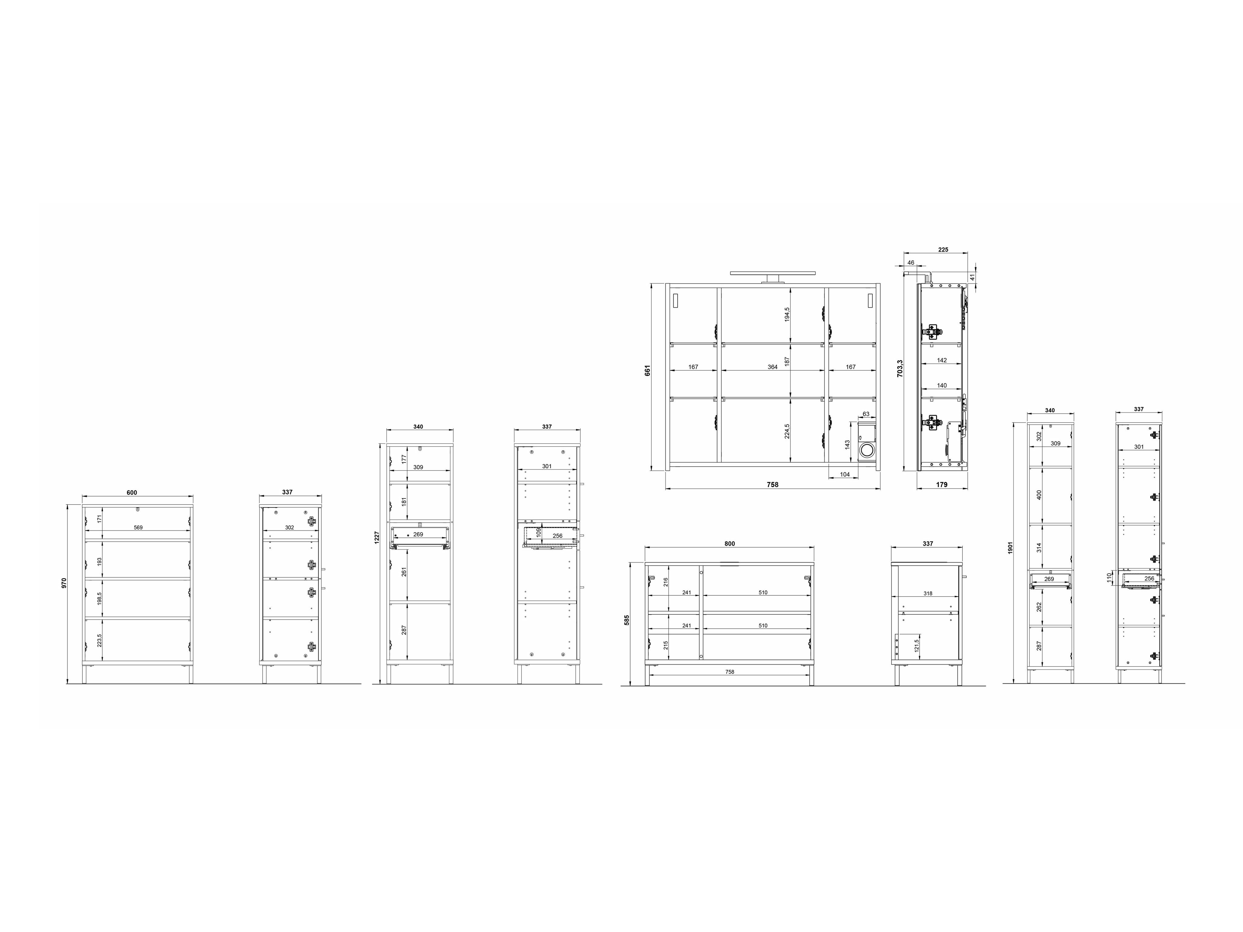 Conjunto para casa de banho Ruvlevu 104 (Cinzento claro + Noz)