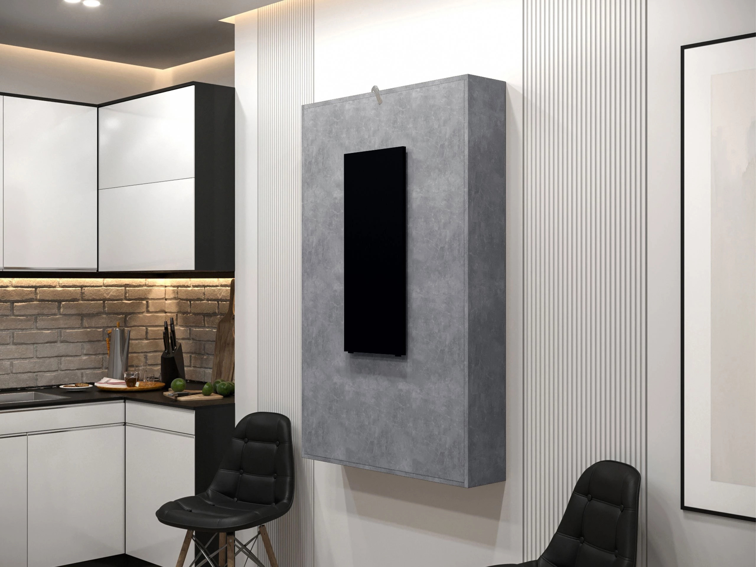 Mesa dobrável Hartford 428 (Preto + Cimento)