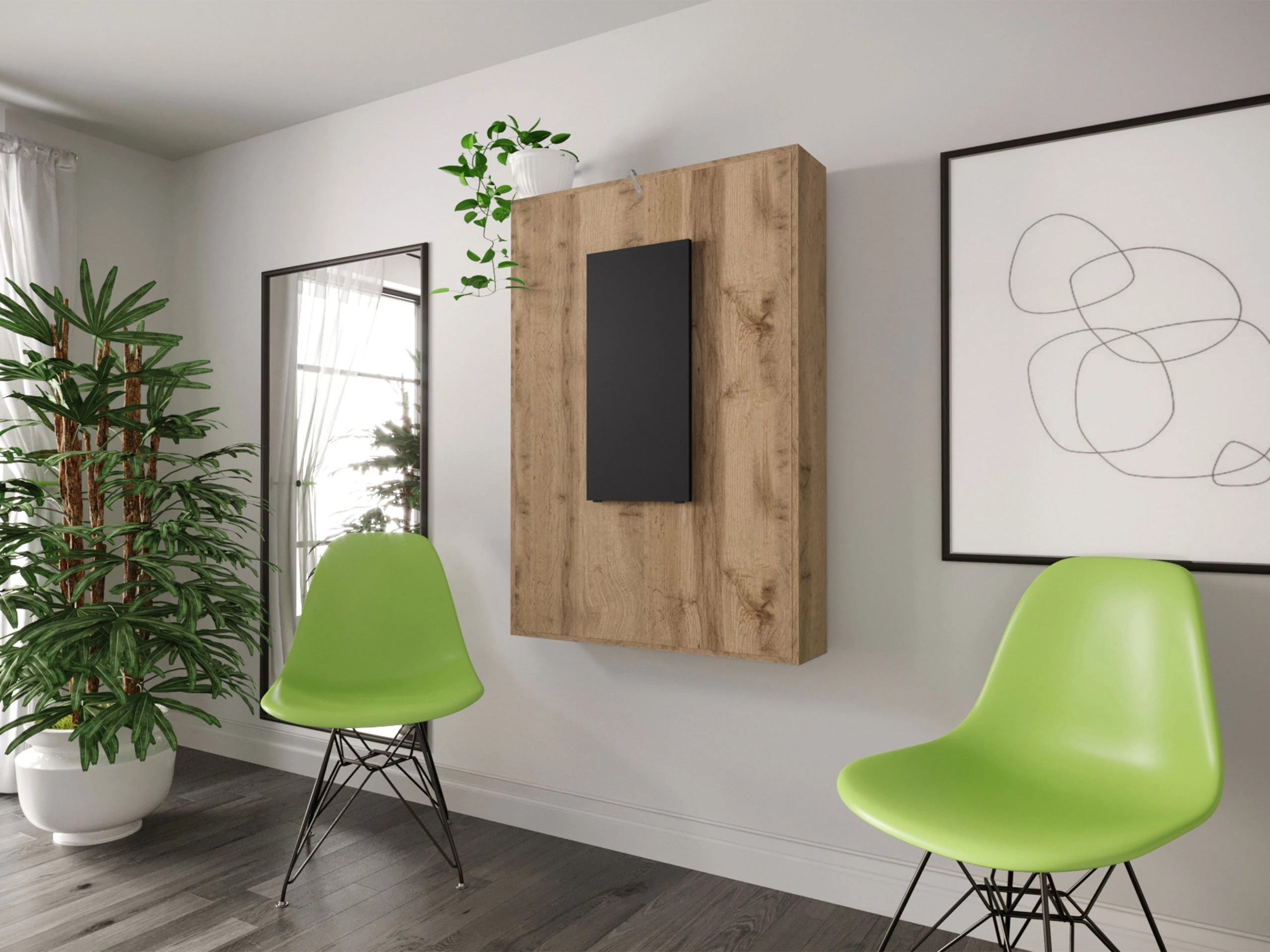 Mesa dobrável Pinis III (Preto + Carvalho wotan)