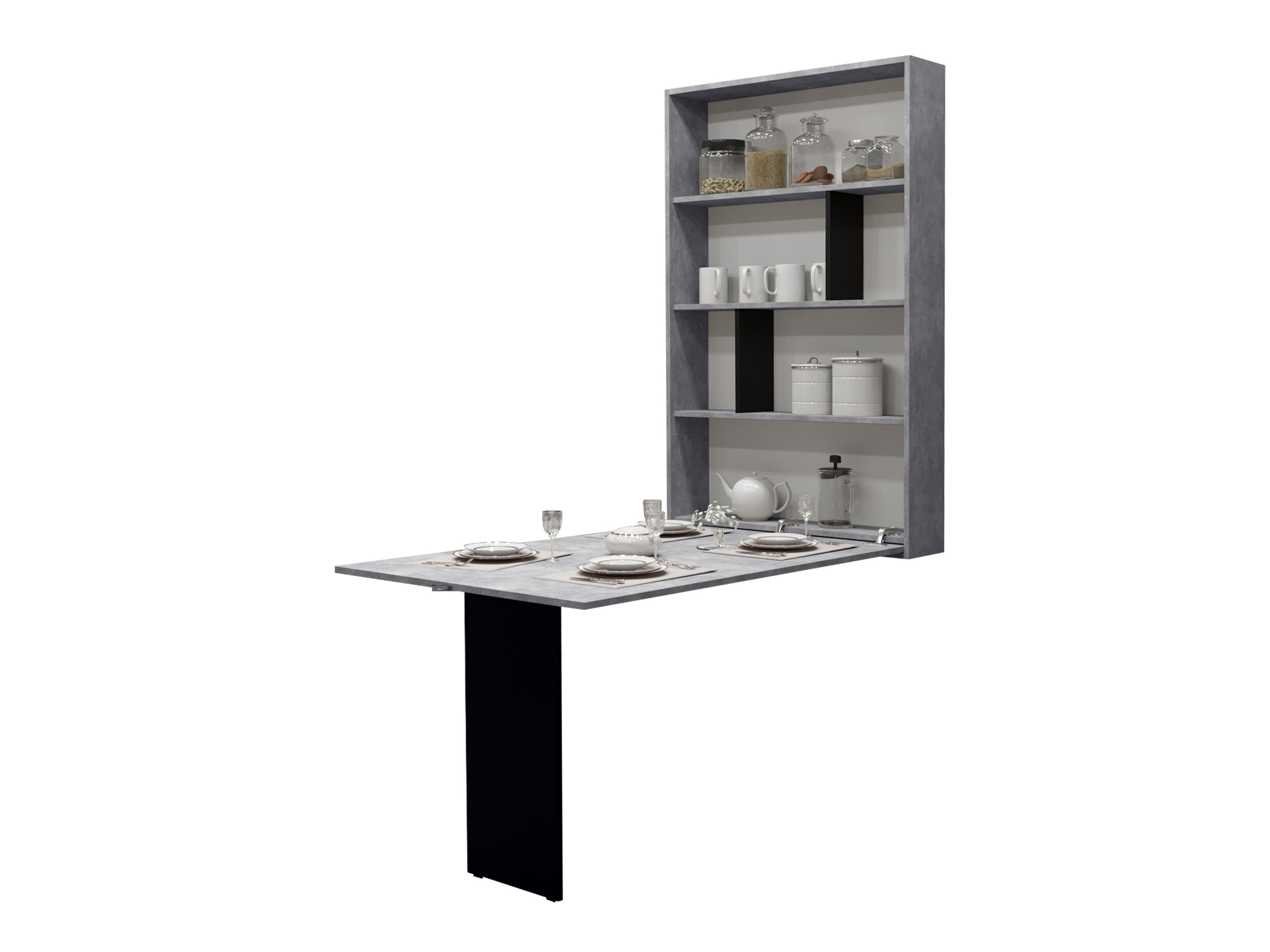 Mesa dobrável Pinis III (Preto + Cimento)