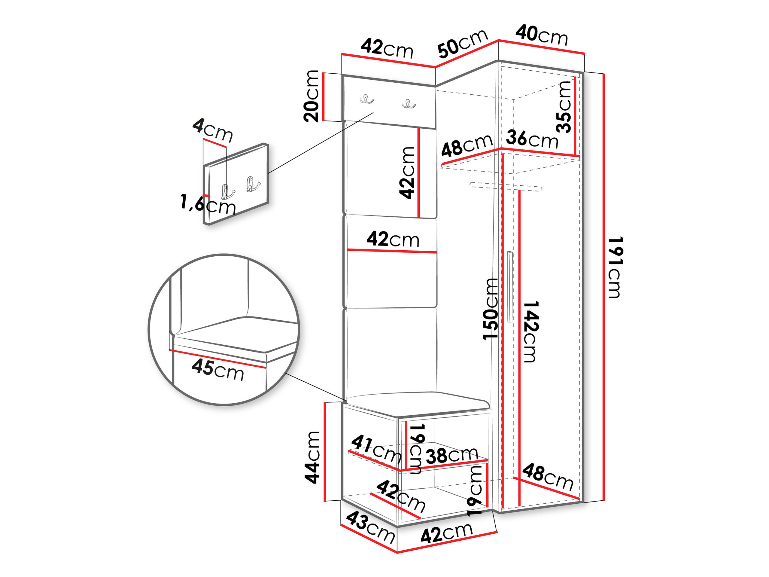 Conjunto para corredor Hartford 524 (Branco)