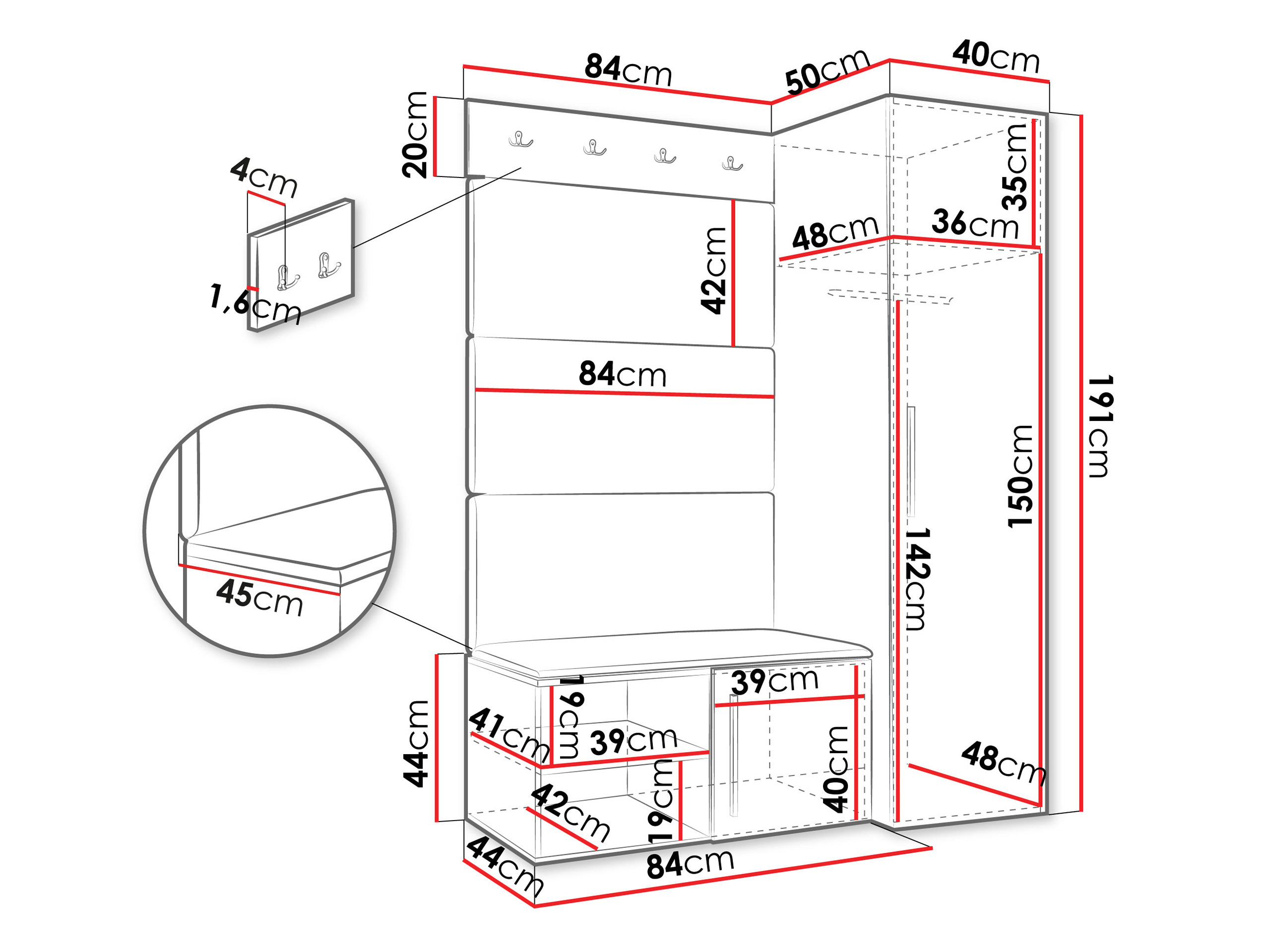 Conjunto para corredor Hartford 525 (Branco)