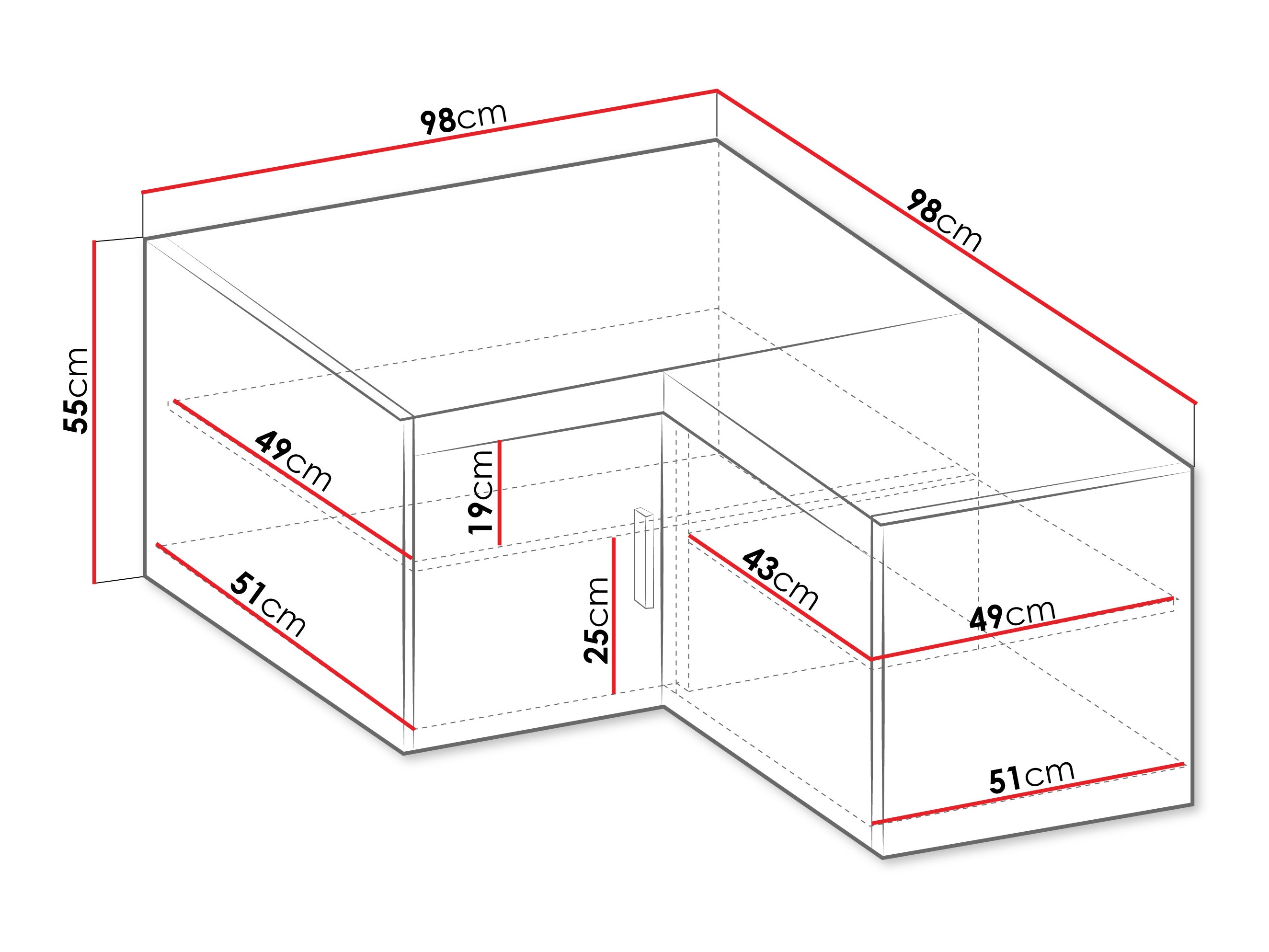 Armário para cantos Novduni 118 (Carvalho)