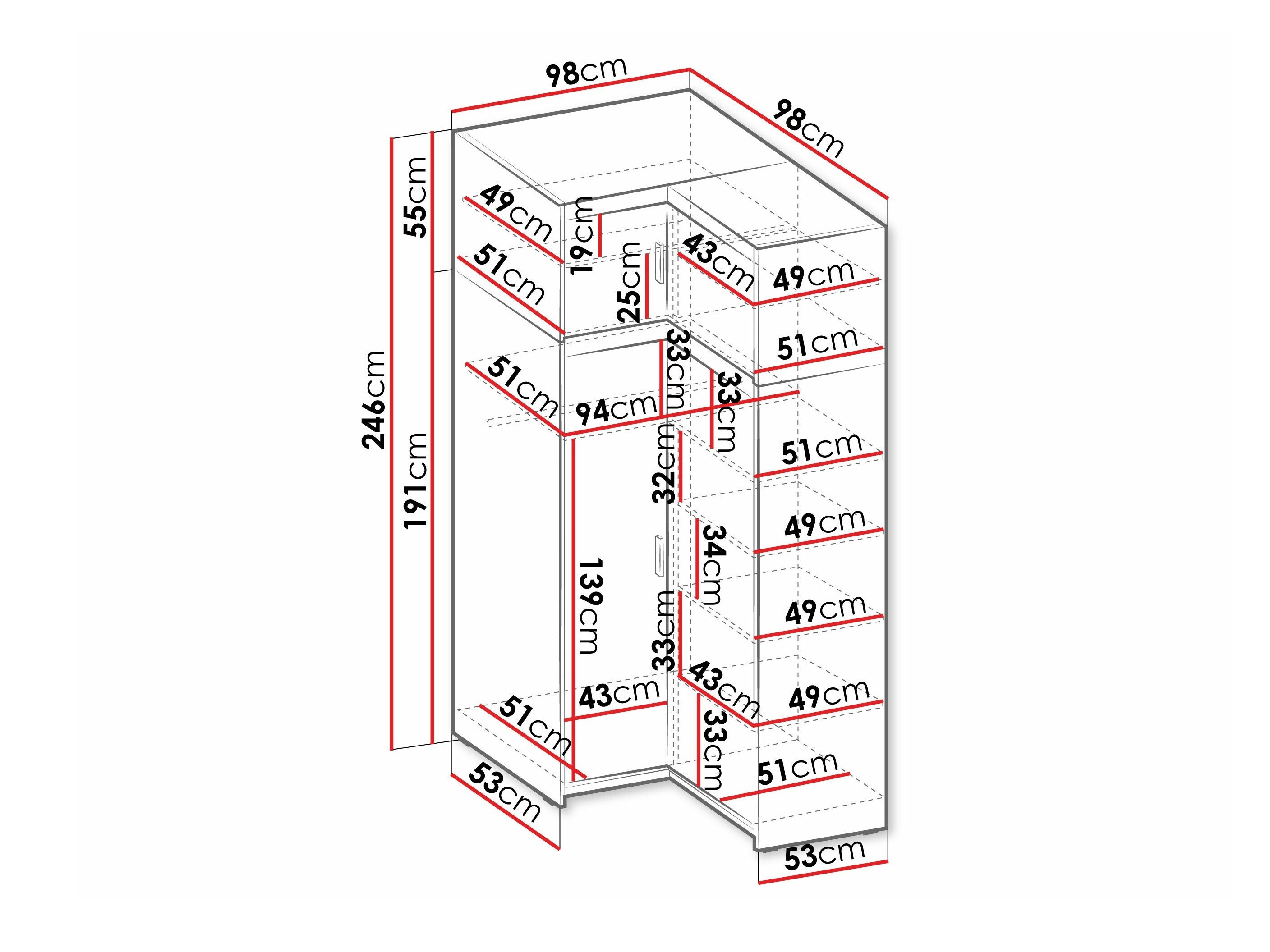Roupeiro de canto Novduni 121 (Branco)