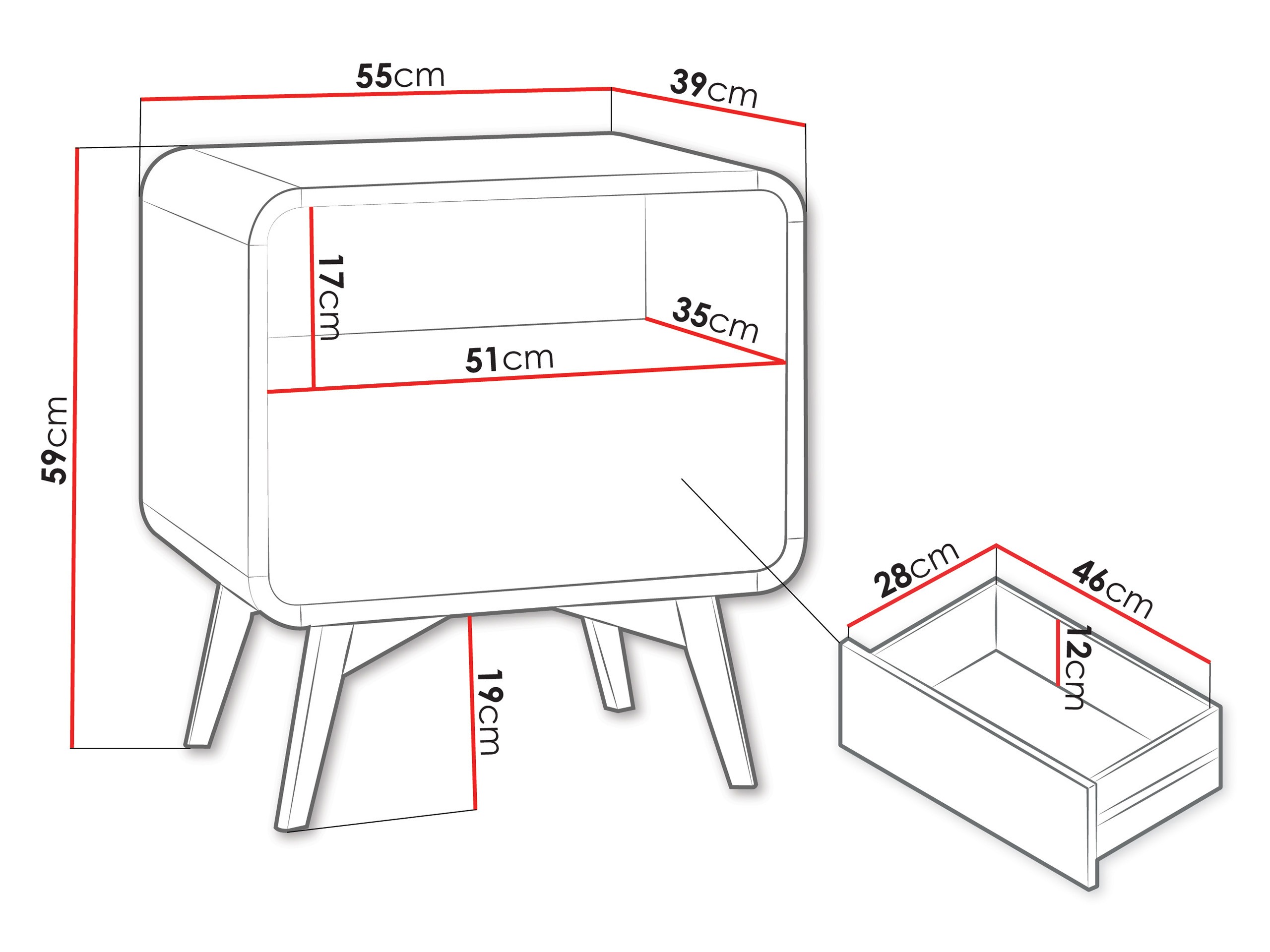 Mesa de cabeceira Focos