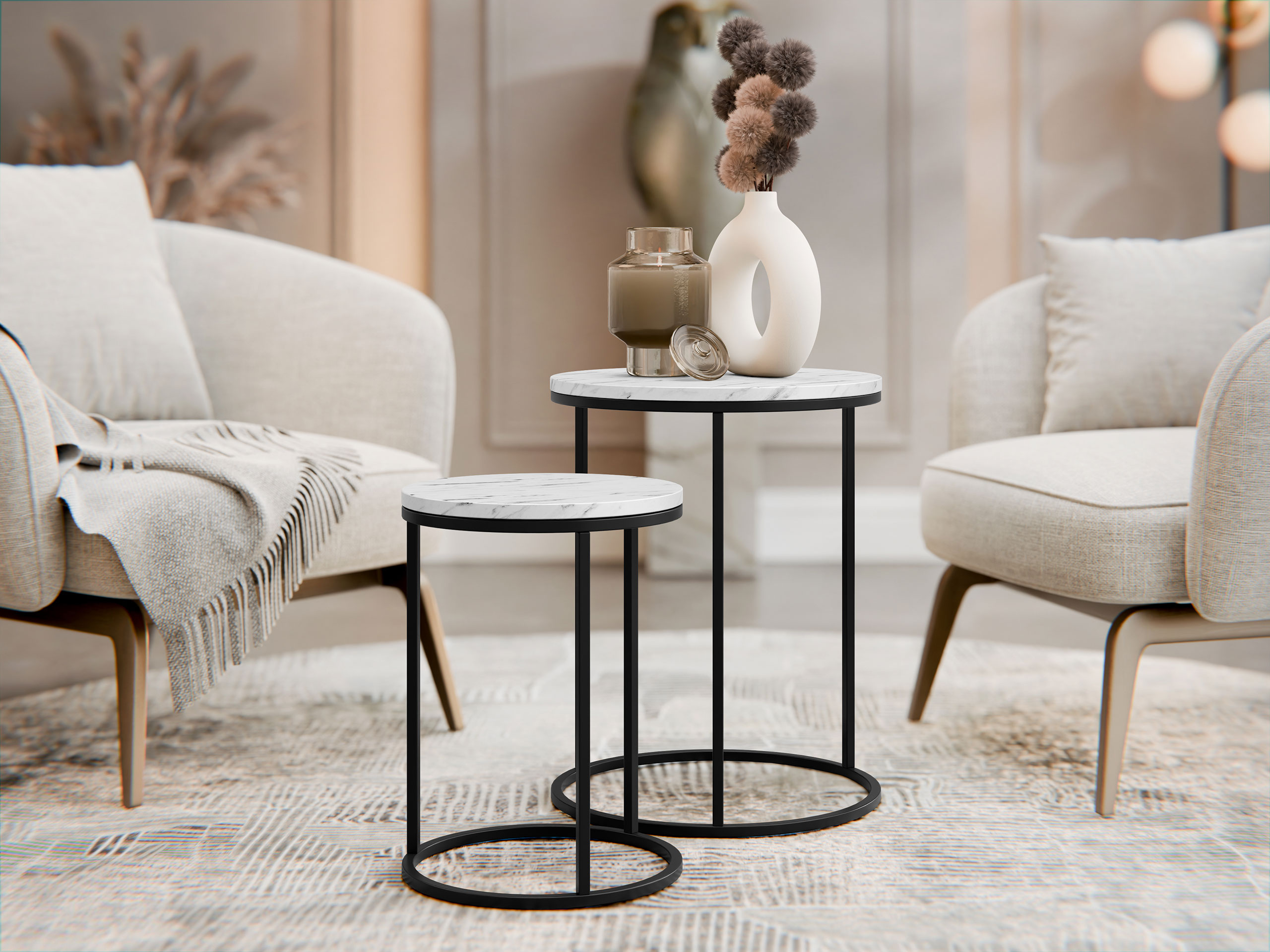 Conjunto de mesas de apoio Iter (Branco)