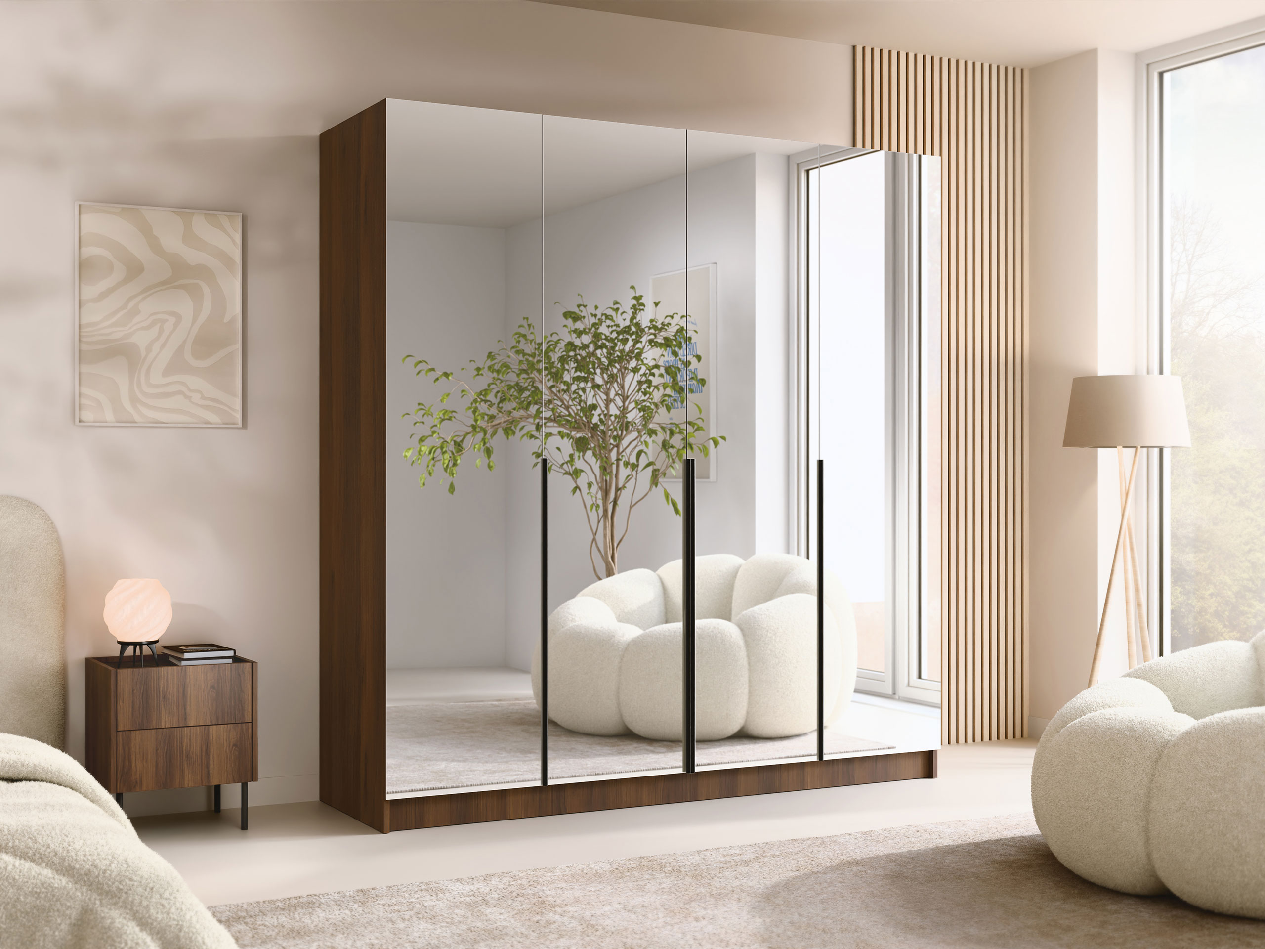 Roupeiro Closico 190 (Nogueira + Preto)