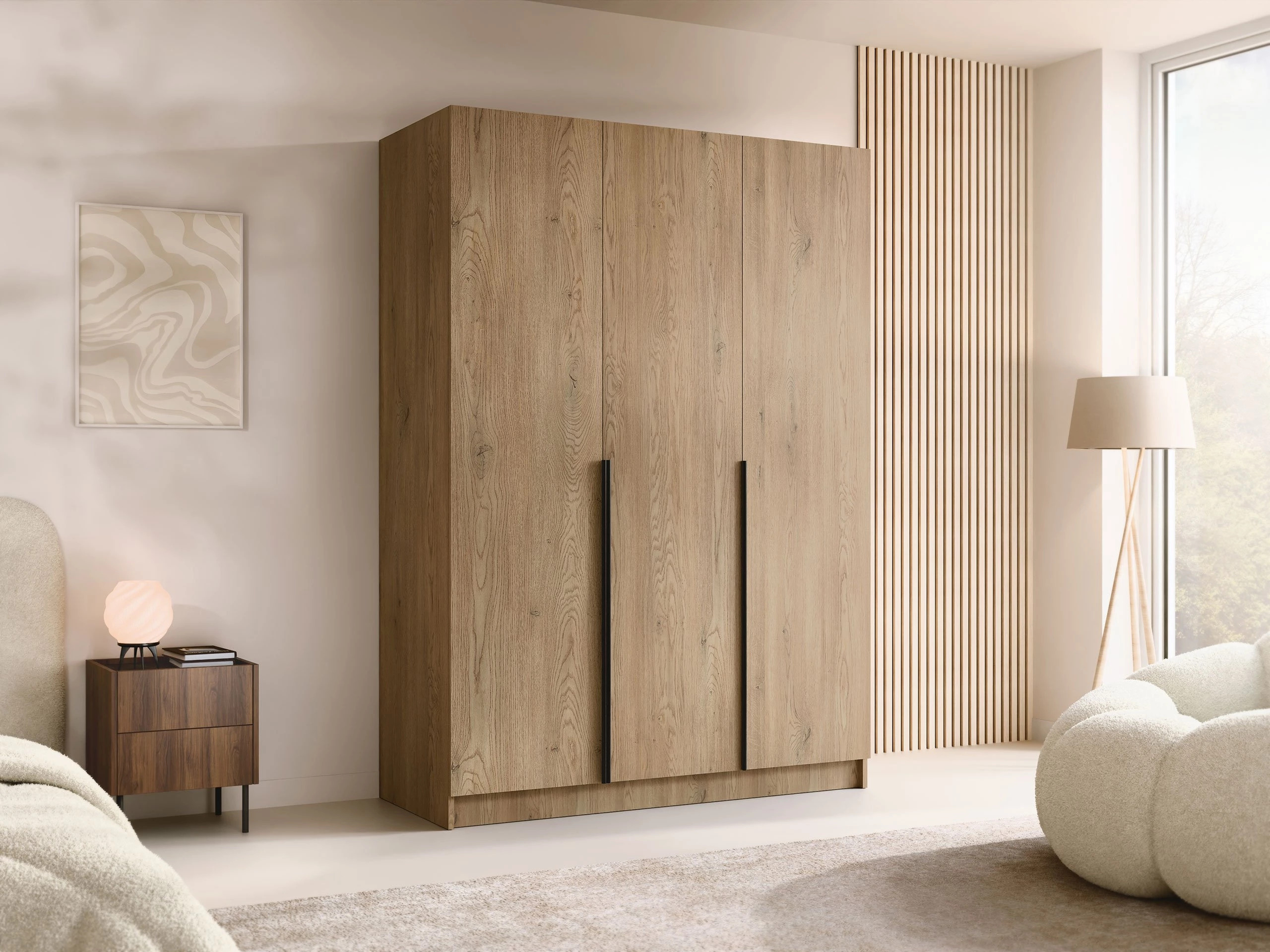 Roupeiro Closico Decoron I (Madeira clara + Preto)